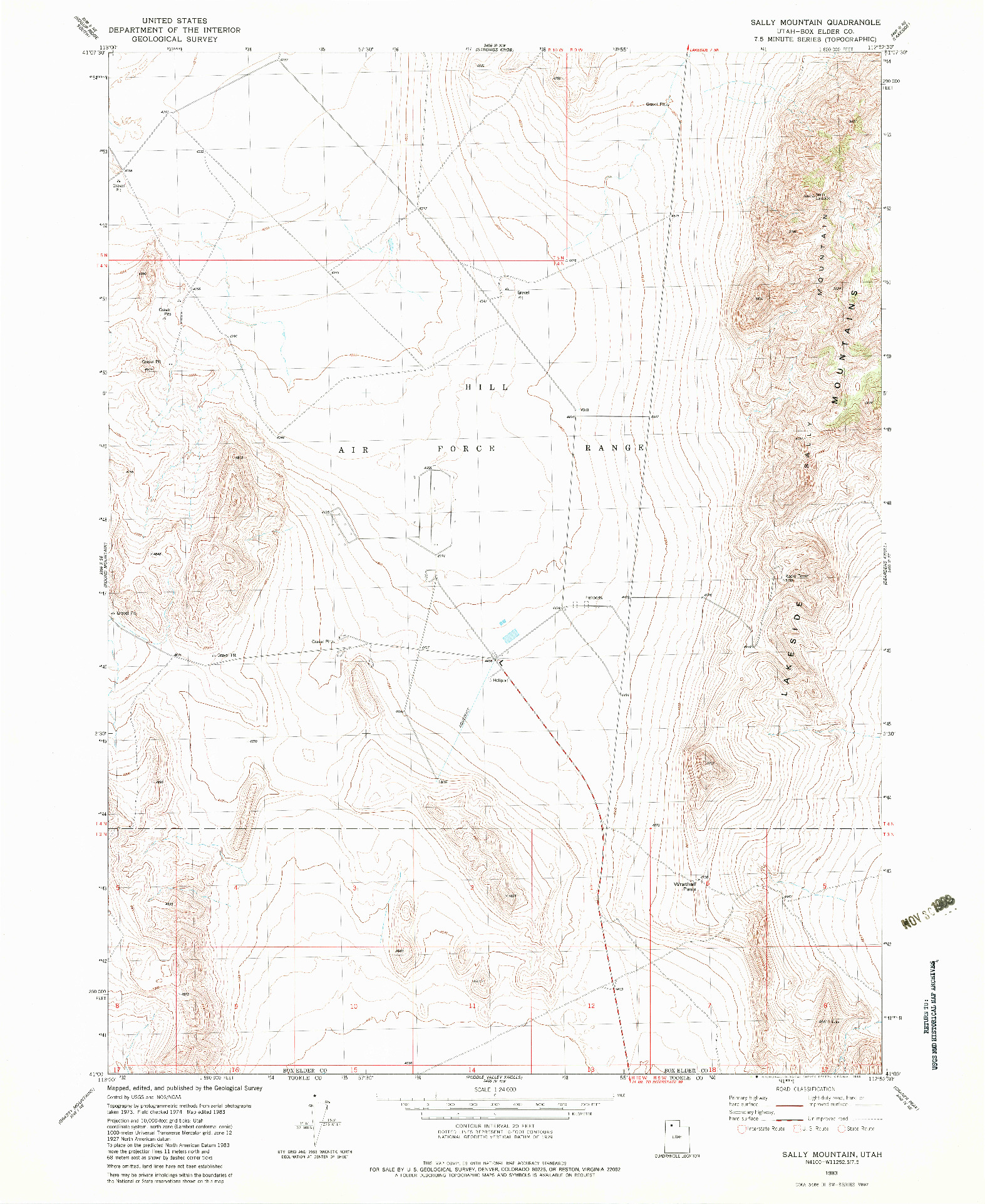 USGS 1:24000-SCALE QUADRANGLE FOR SALLY MOUNTAIN, UT 1983
