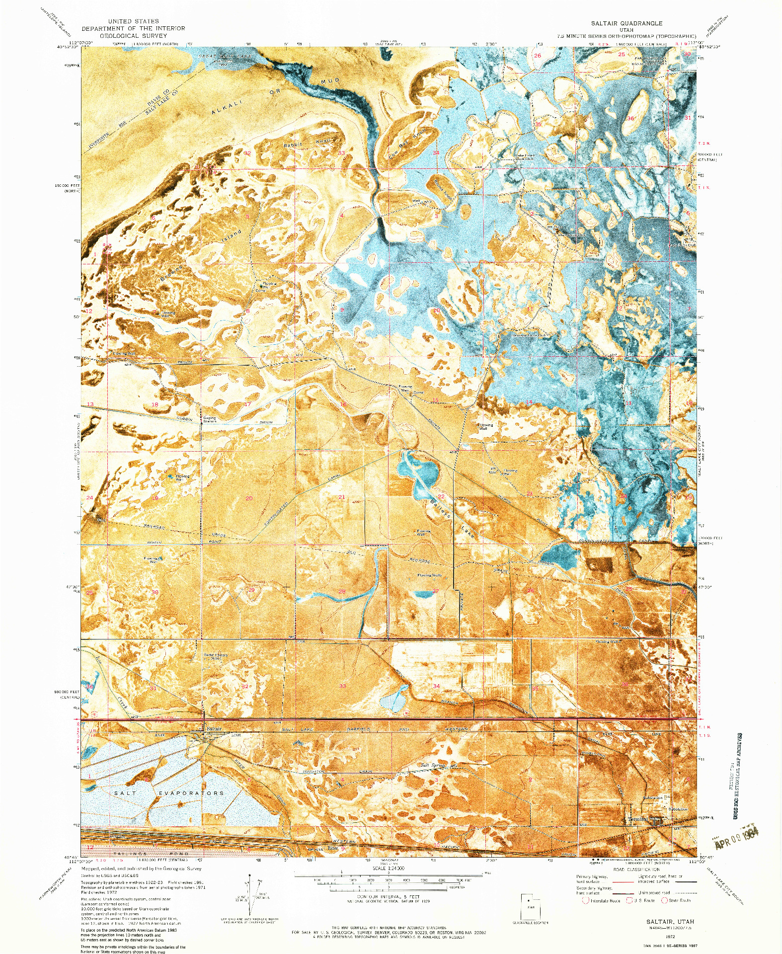 USGS 1:24000-SCALE QUADRANGLE FOR SALTAIR, UT 1972