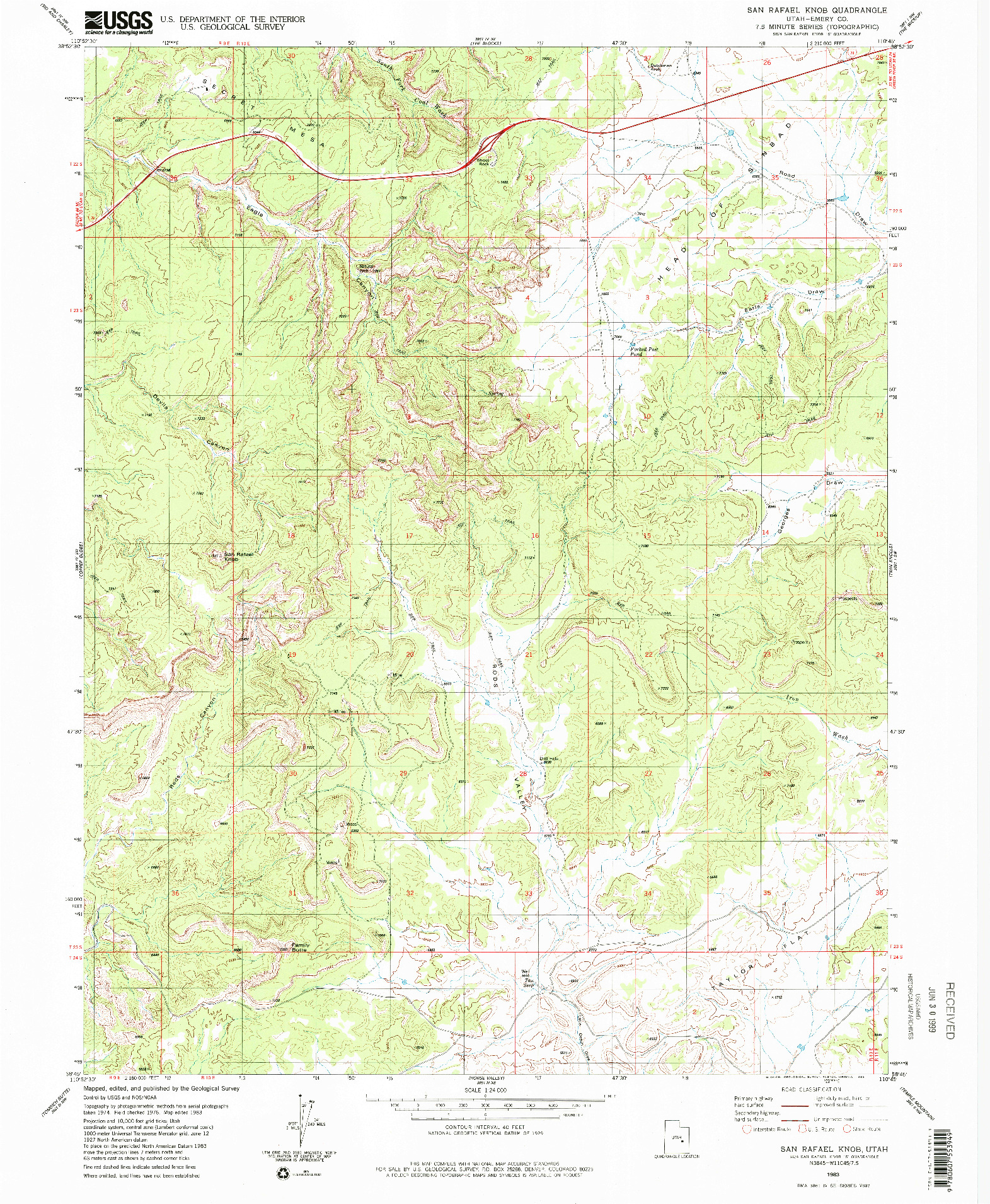 USGS 1:24000-SCALE QUADRANGLE FOR SAN RAFAEL KNOB, UT 1983