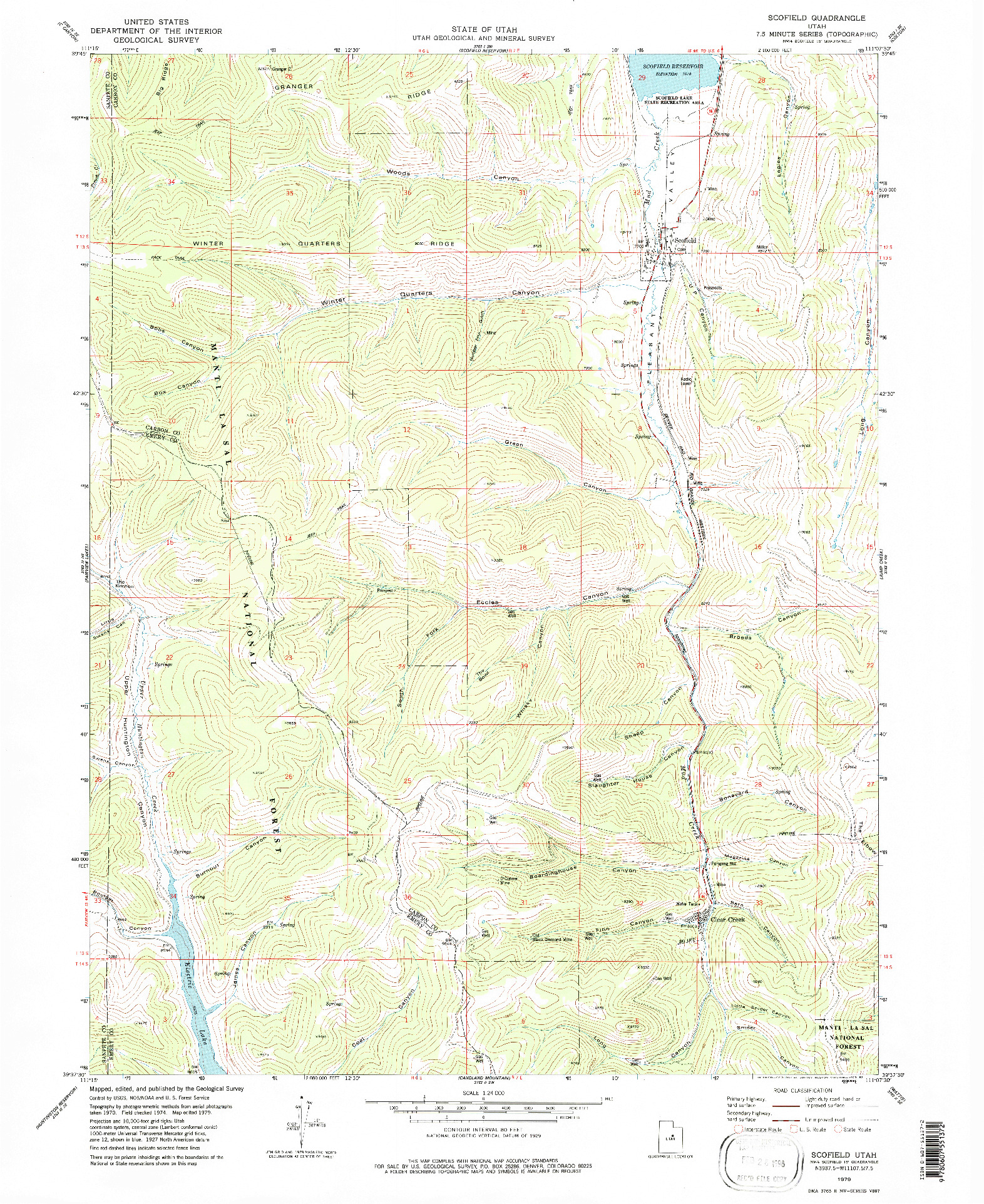 USGS 1:24000-SCALE QUADRANGLE FOR SCOFIELD, UT 1979