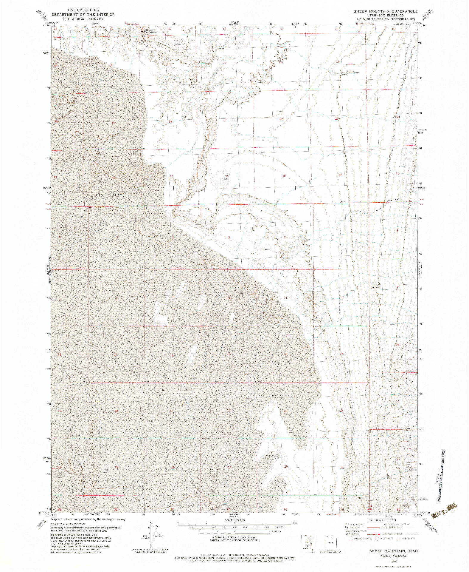 USGS 1:24000-SCALE QUADRANGLE FOR SHEEP MOUNTAIN, UT 1983