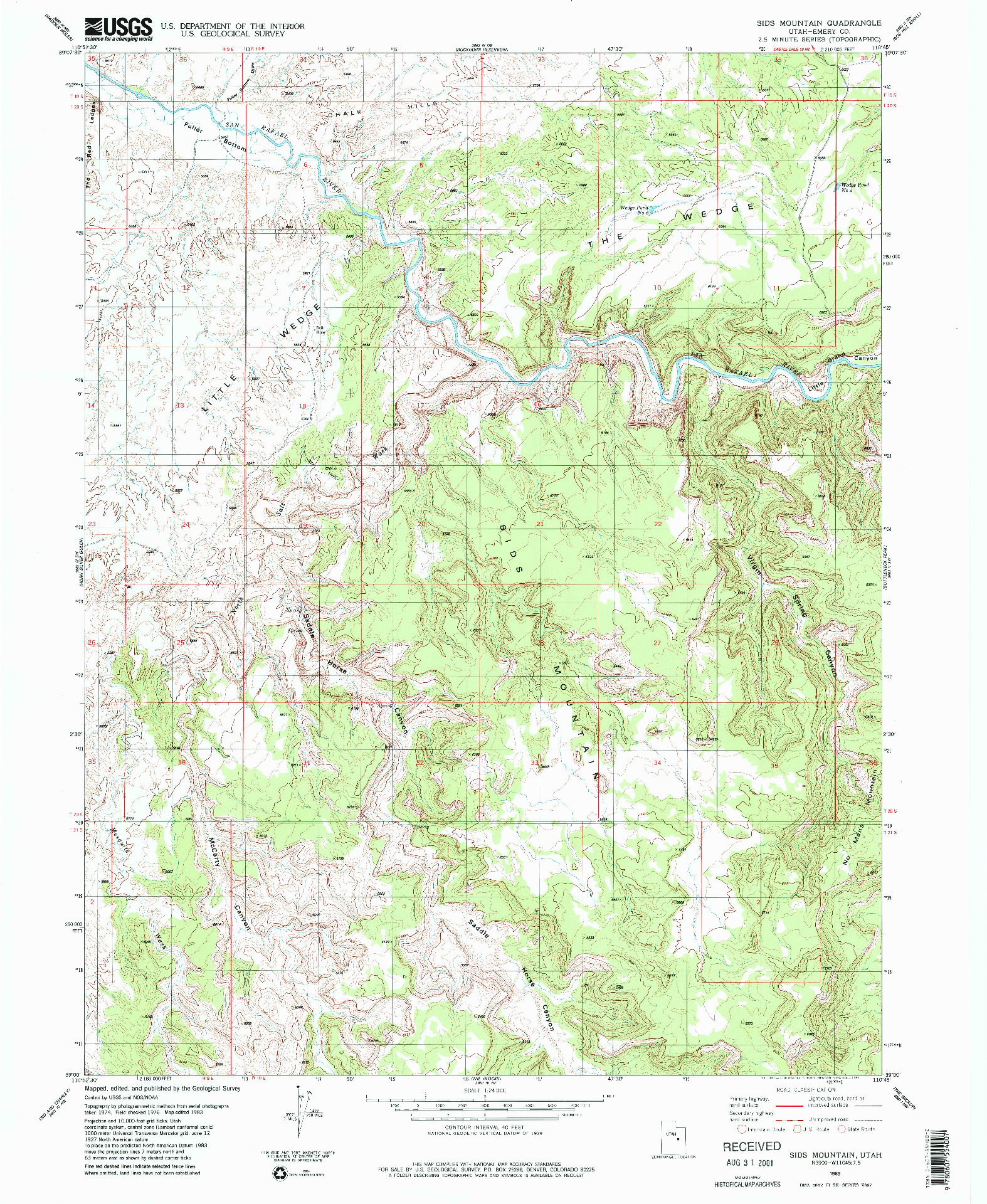 USGS 1:24000-SCALE QUADRANGLE FOR SIDS MOUNTAIN, UT 1983