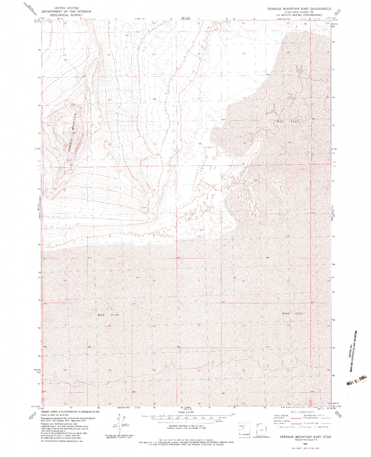 USGS 1:24000-SCALE QUADRANGLE FOR TERRACE MOUNTAIN EAST, UT 1983