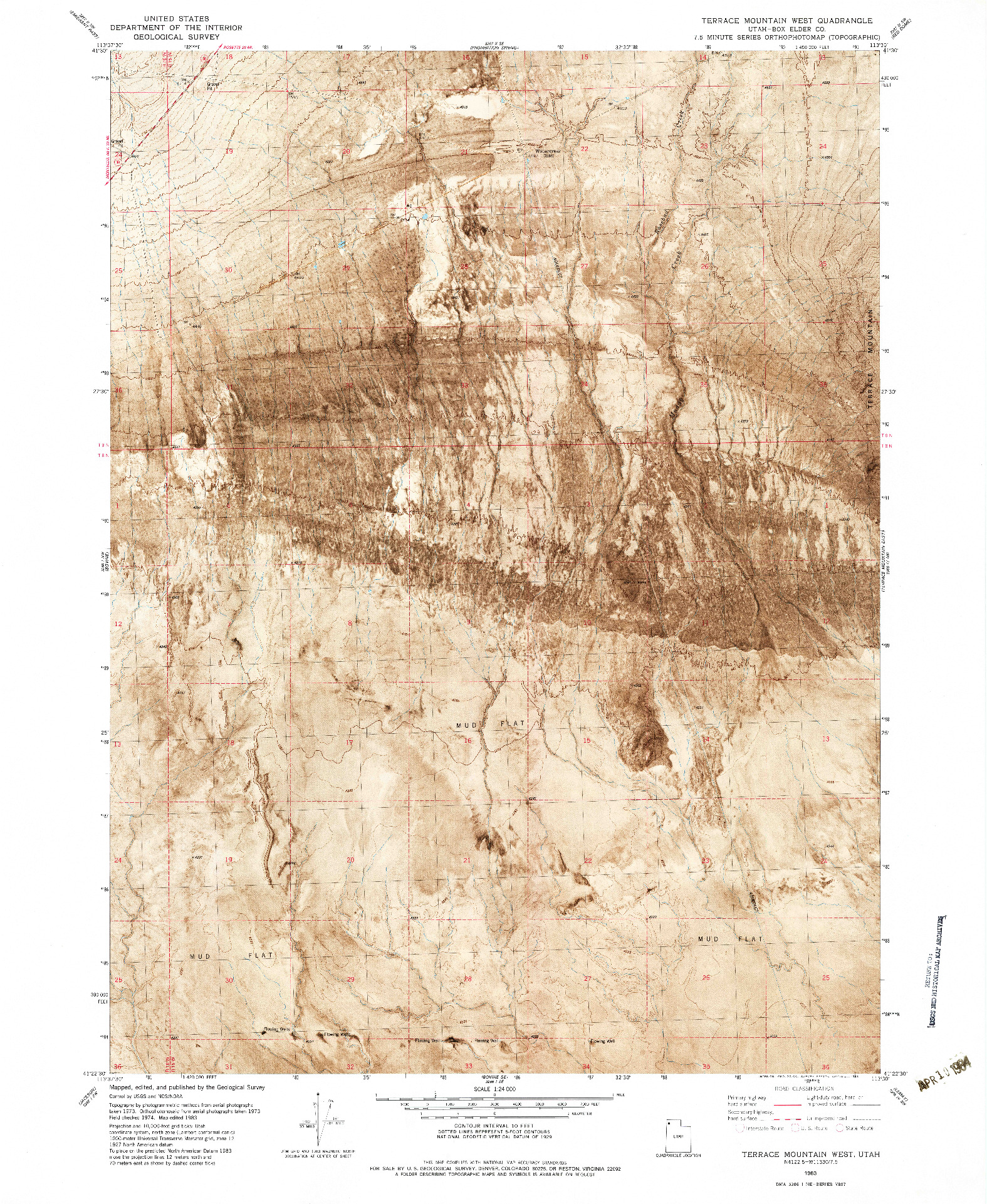 USGS 1:24000-SCALE QUADRANGLE FOR TERRACE MOUNTAIN WEST, UT 1983