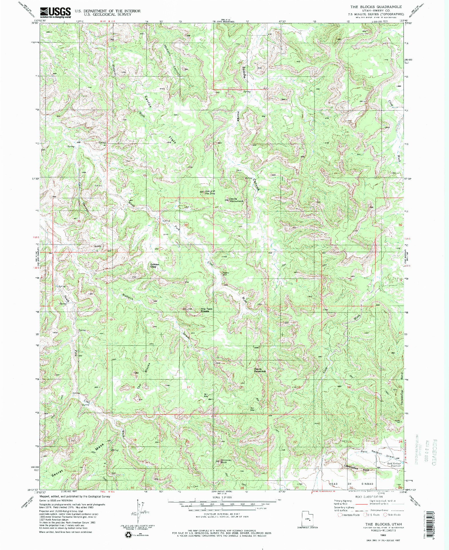 USGS 1:24000-SCALE QUADRANGLE FOR THE BLOCKS, UT 1983