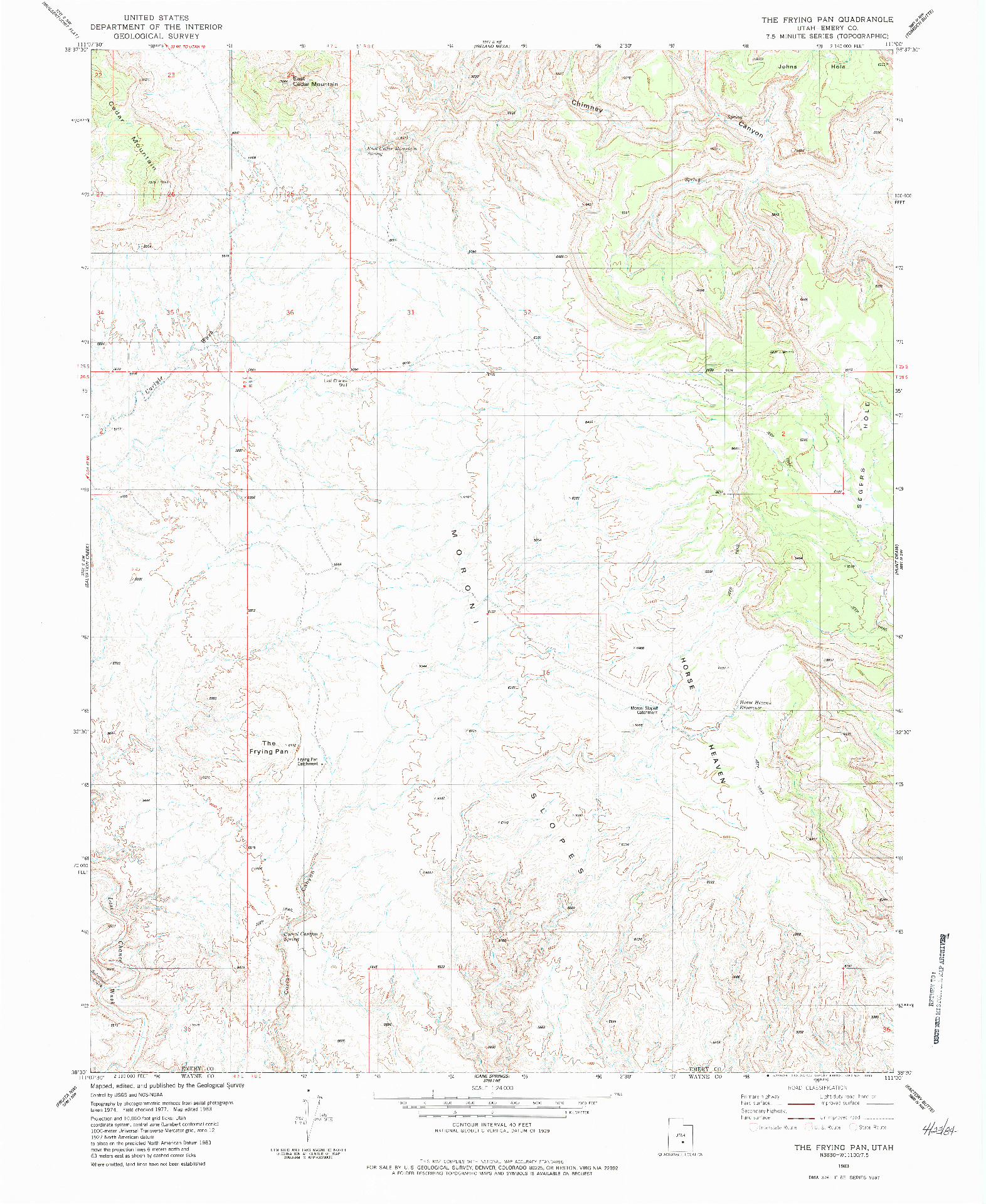 USGS 1:24000-SCALE QUADRANGLE FOR THE FRYING PAN, UT 1983