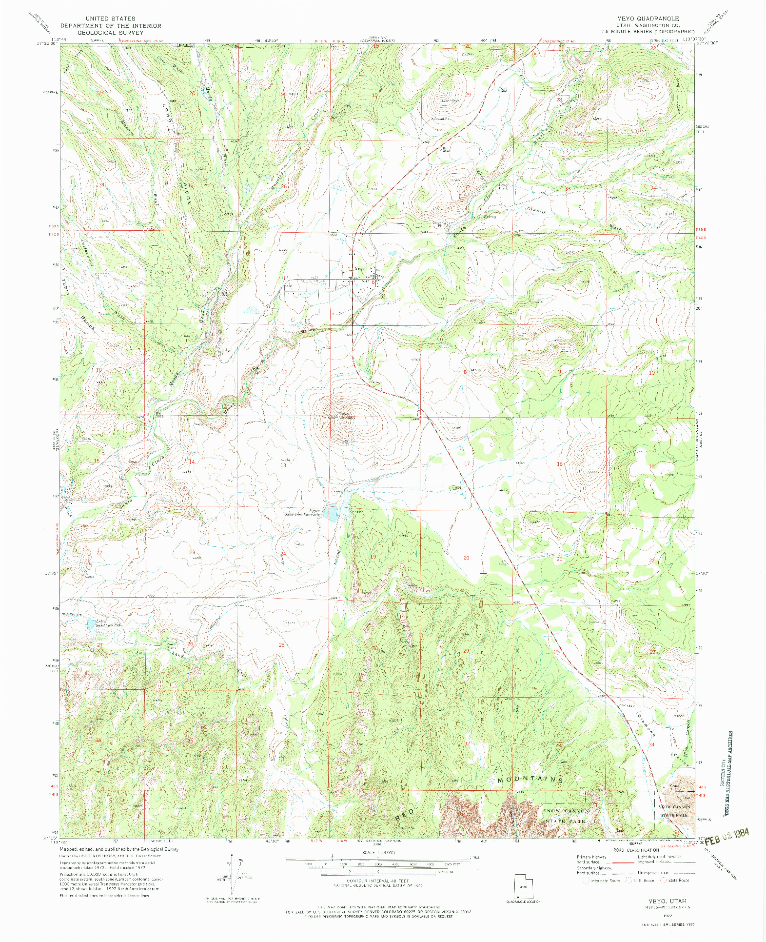 USGS 1:24000-SCALE QUADRANGLE FOR VEYO, UT 1972