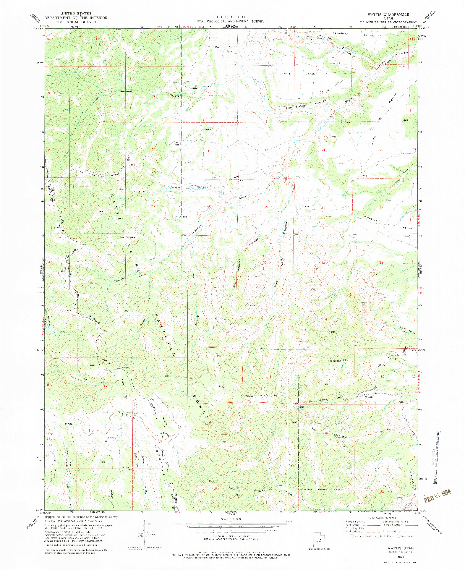 USGS 1:24000-SCALE QUADRANGLE FOR WATTIS, UT 1979