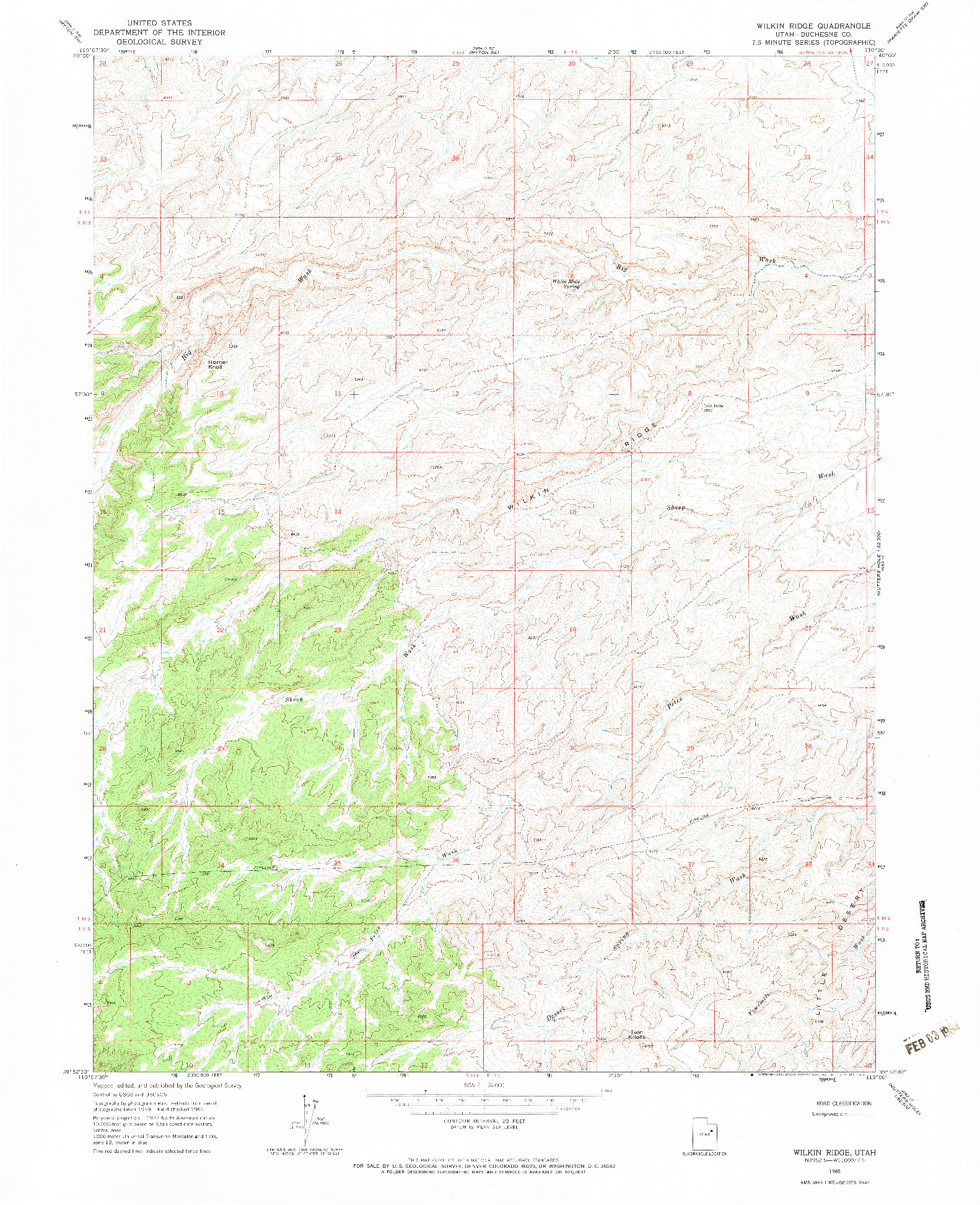 USGS 1:24000-SCALE QUADRANGLE FOR WILKIN RIDGE, UT 1965