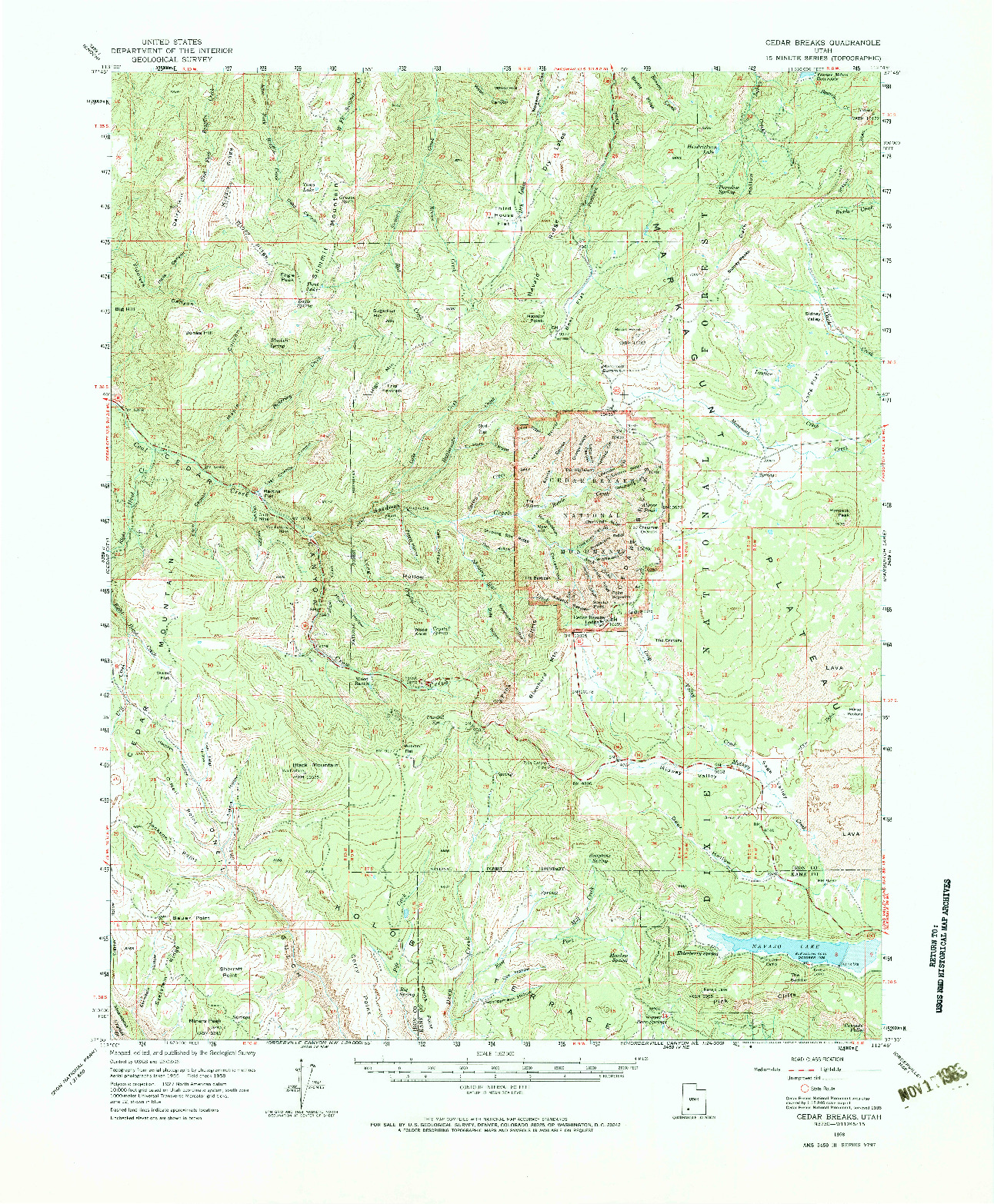 USGS 1:62500-SCALE QUADRANGLE FOR CEDAR BREAKS, UT 1958