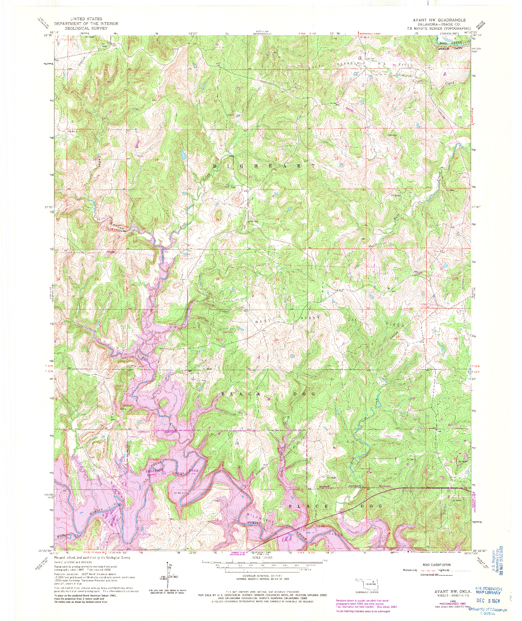 USGS 1:24000-SCALE QUADRANGLE FOR AVANT NW, OK 1966