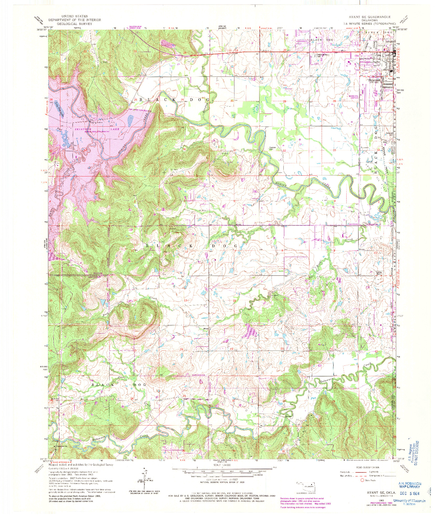 USGS 1:24000-SCALE QUADRANGLE FOR AVANT SE, OK 1963