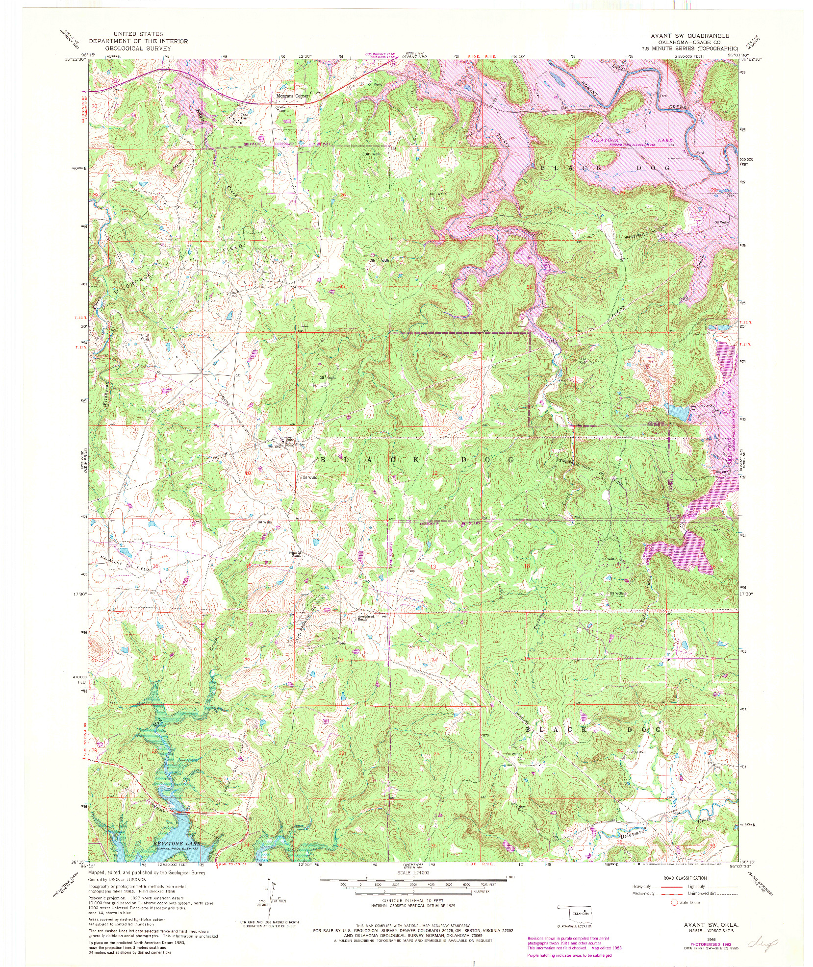 USGS 1:24000-SCALE QUADRANGLE FOR AVANT SW, OK 1966