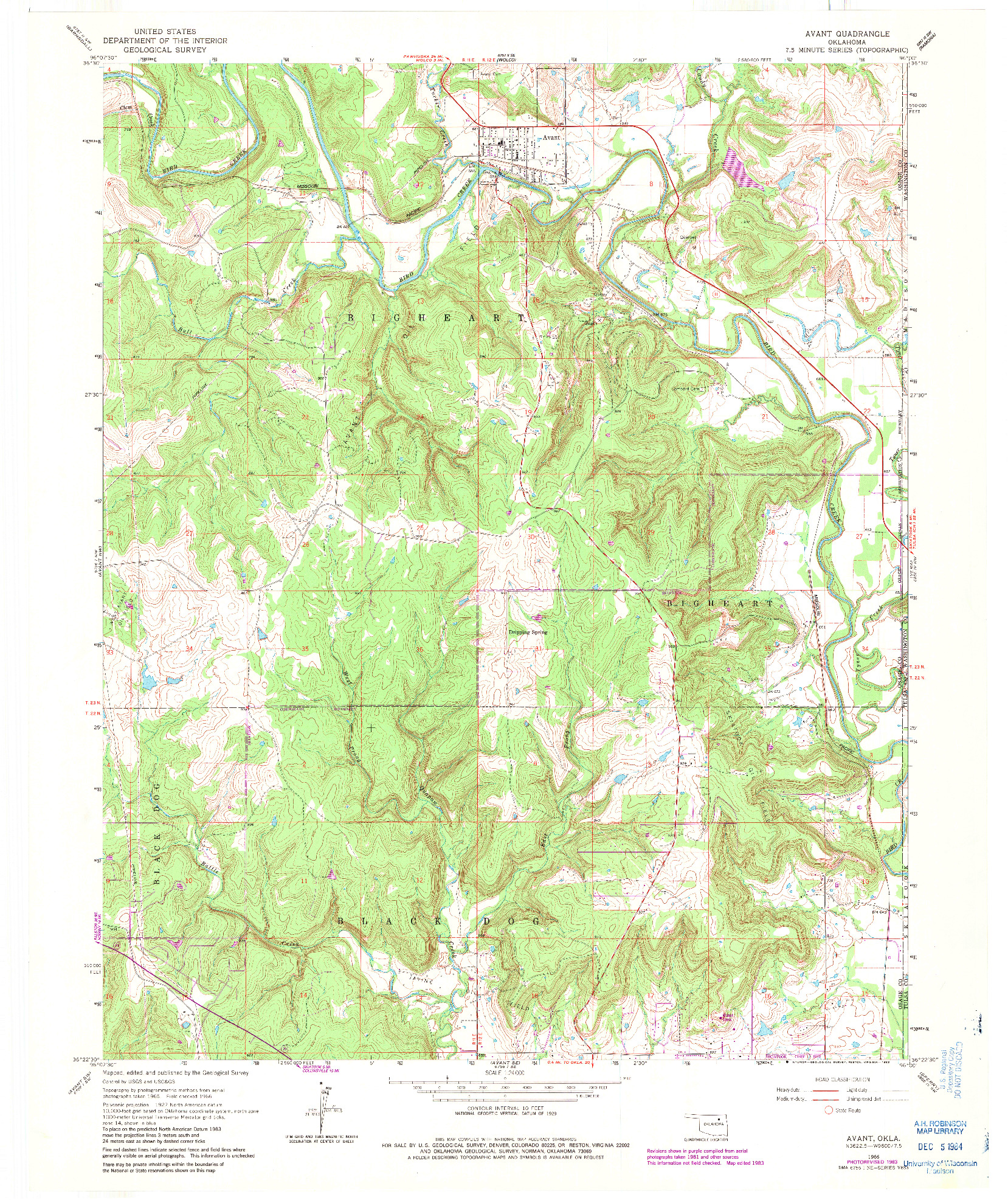 USGS 1:24000-SCALE QUADRANGLE FOR AVANT, OK 1966