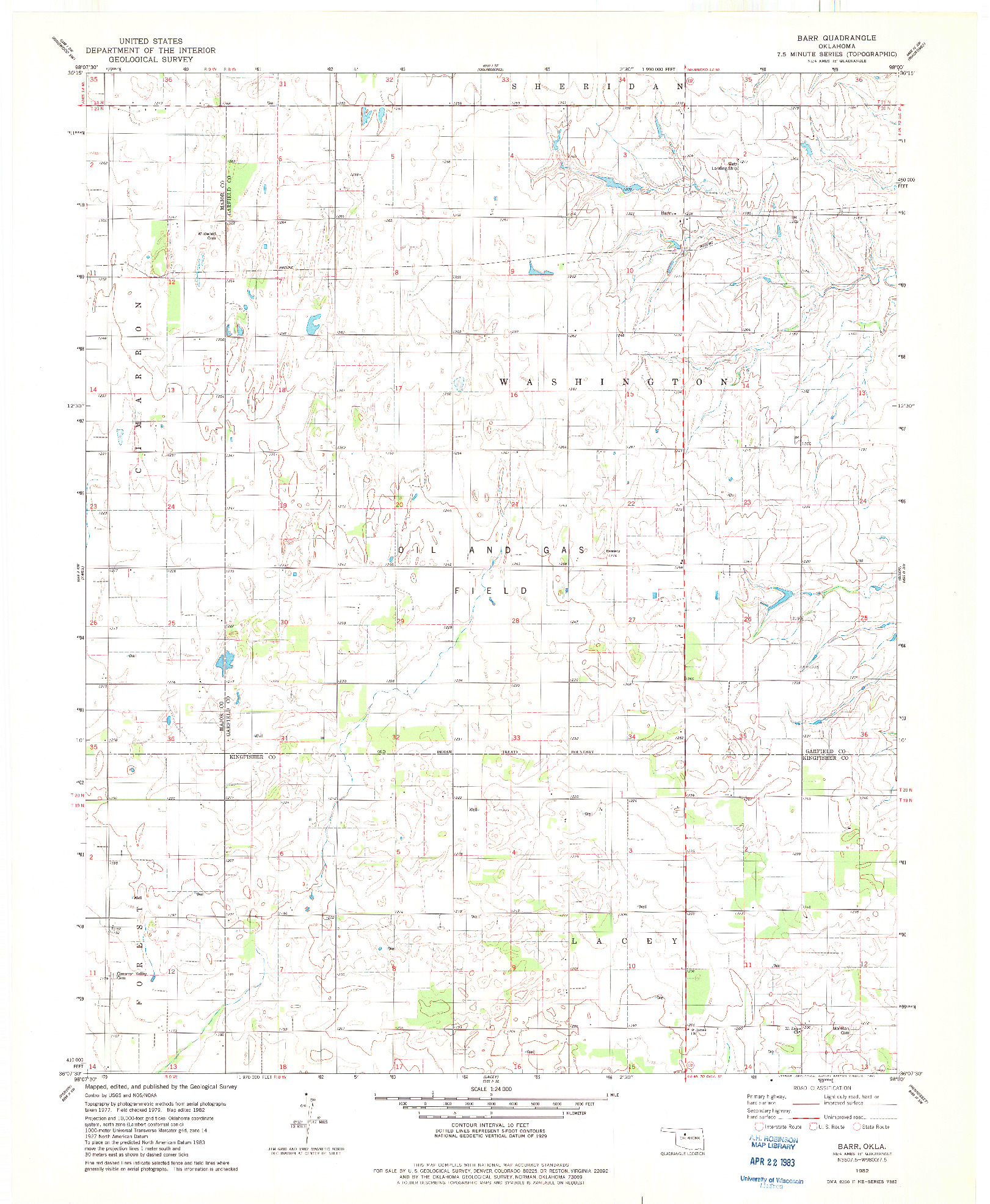 USGS 1:24000-SCALE QUADRANGLE FOR BARR, OK 1982