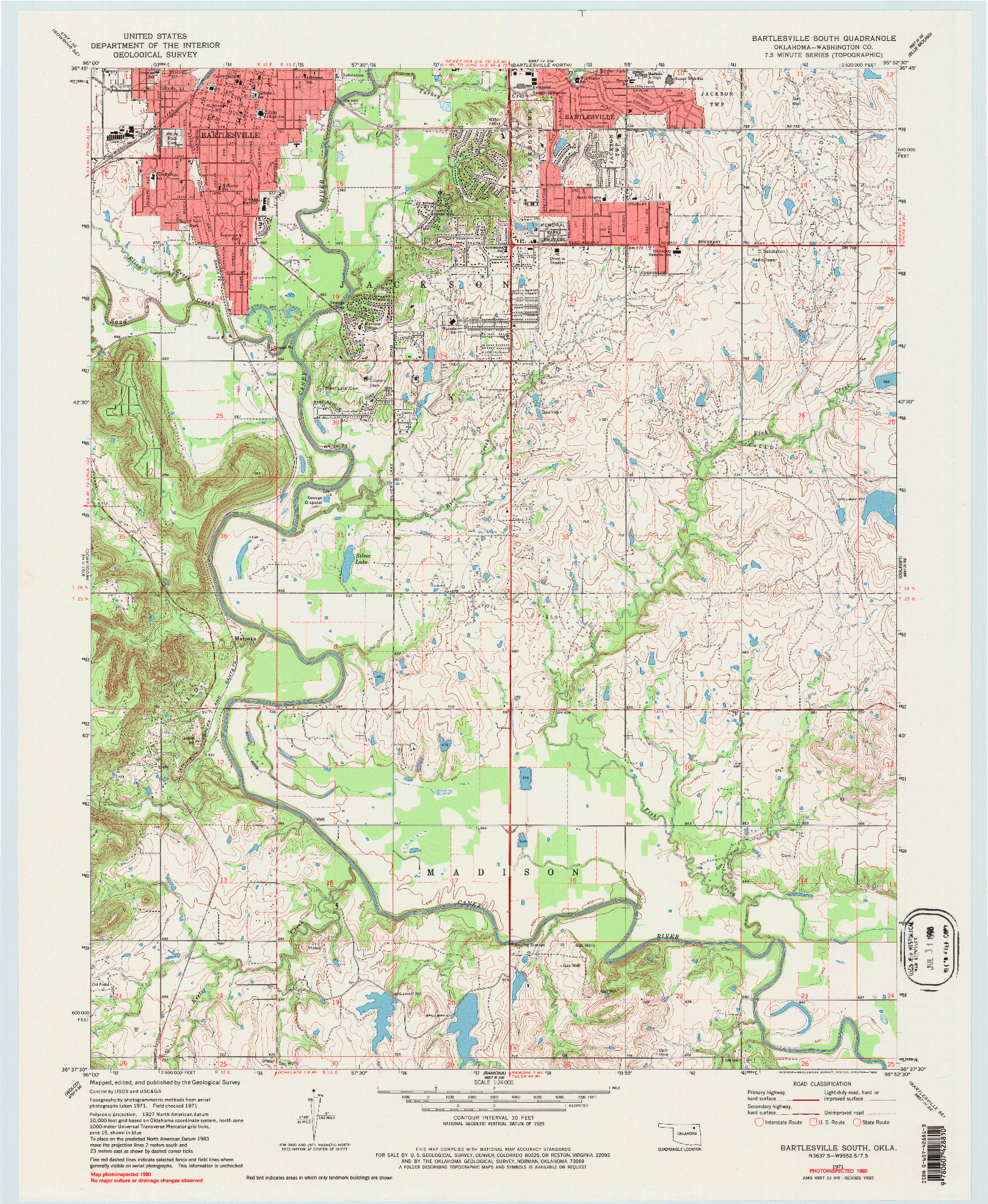 USGS 1:24000-SCALE QUADRANGLE FOR BARTLESVILLE SOUTH, OK 1971