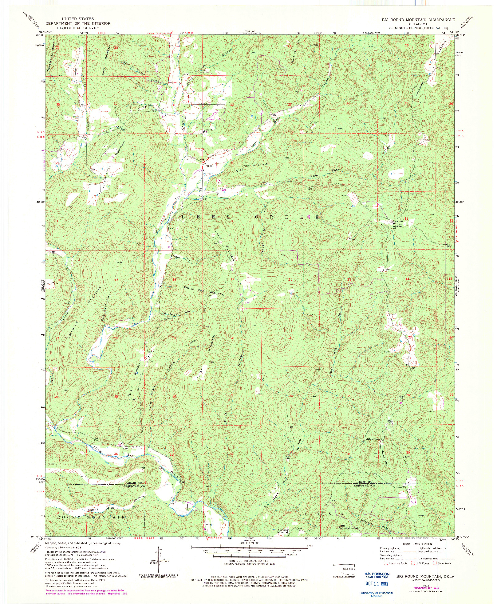 USGS 1:24000-SCALE QUADRANGLE FOR BIG ROUND MOUNTAIN, OK 1973