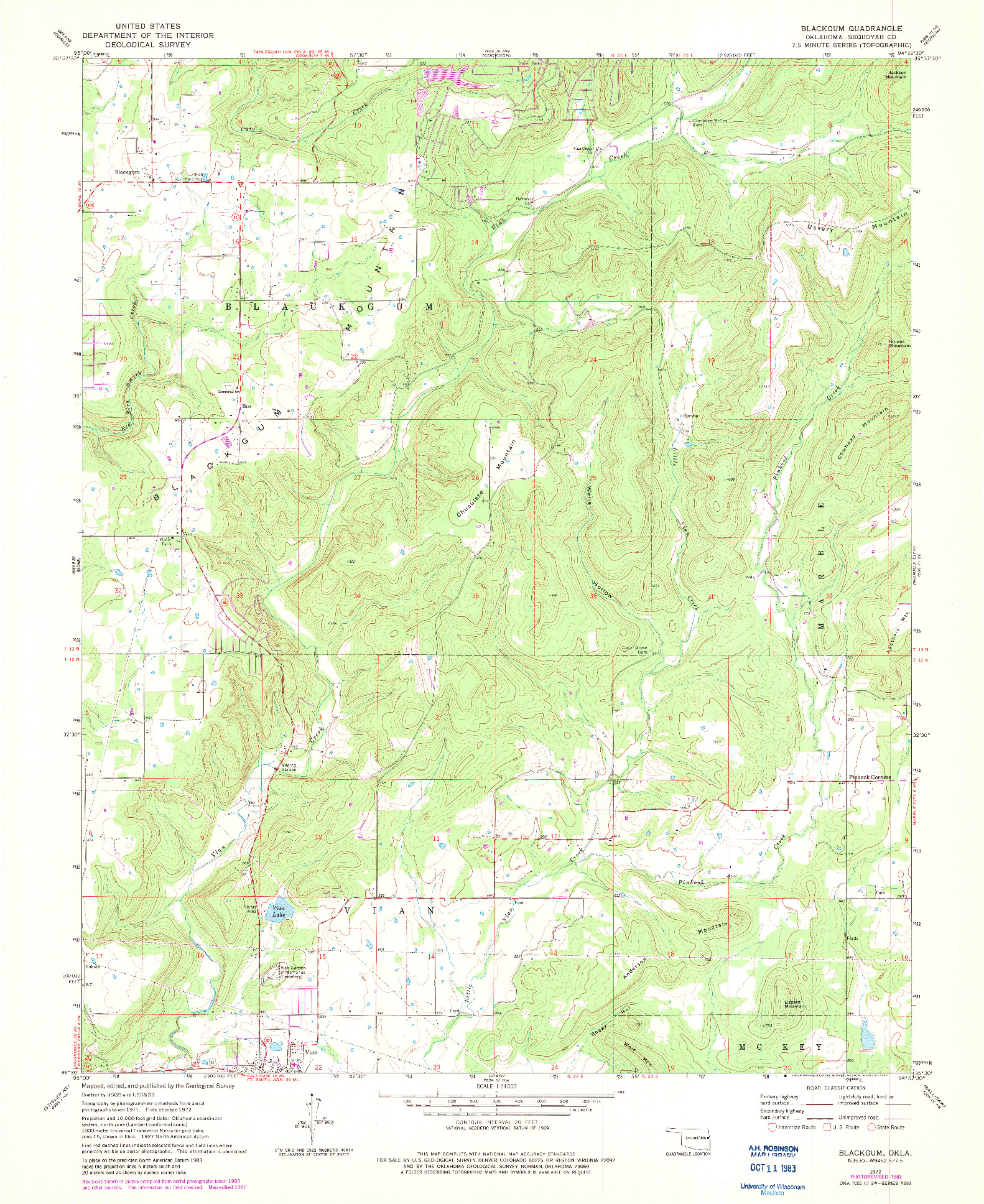 USGS 1:24000-SCALE QUADRANGLE FOR BLACKGUM, OK 1972