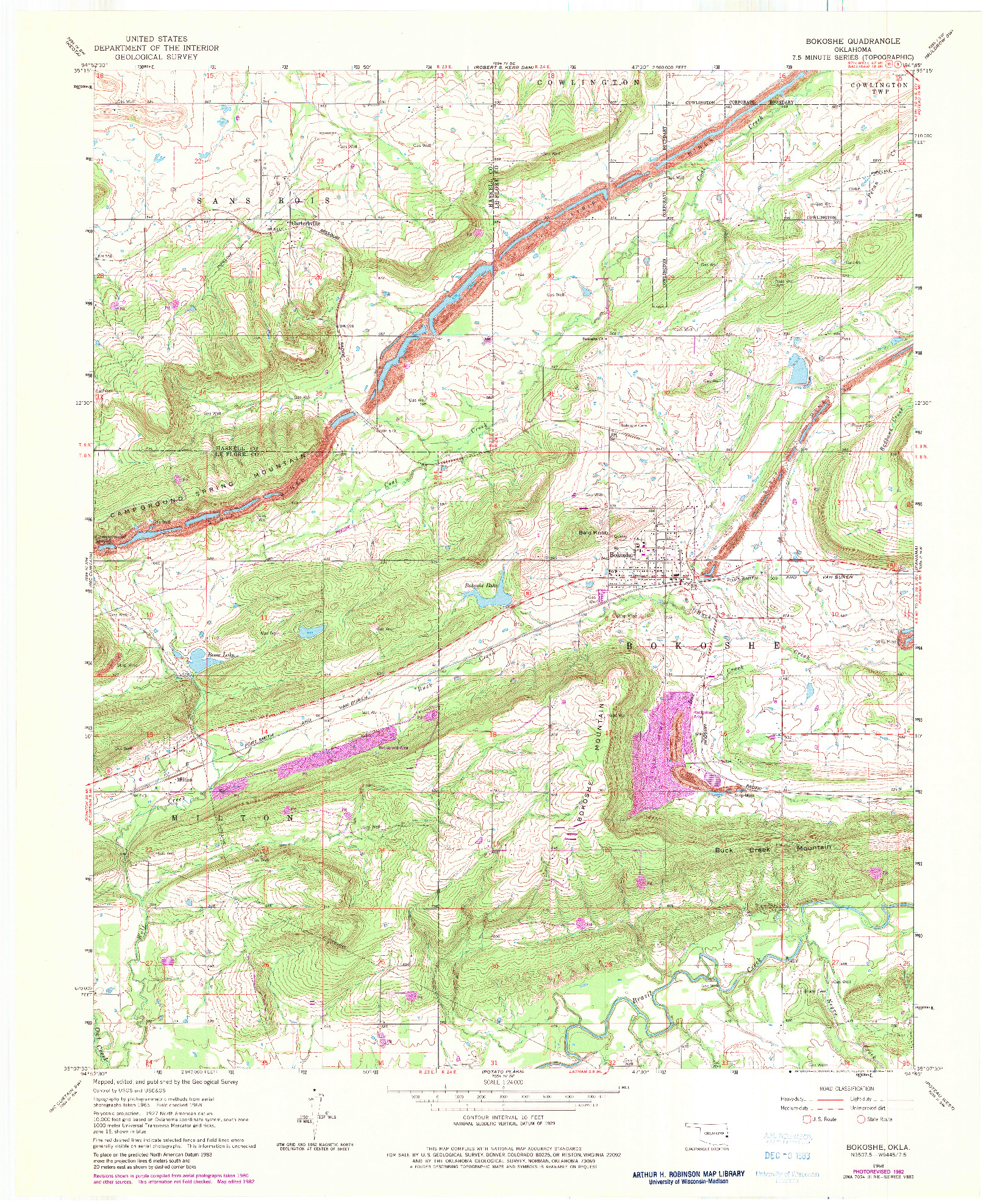 USGS 1:24000-SCALE QUADRANGLE FOR BOKOSHE, OK 1968