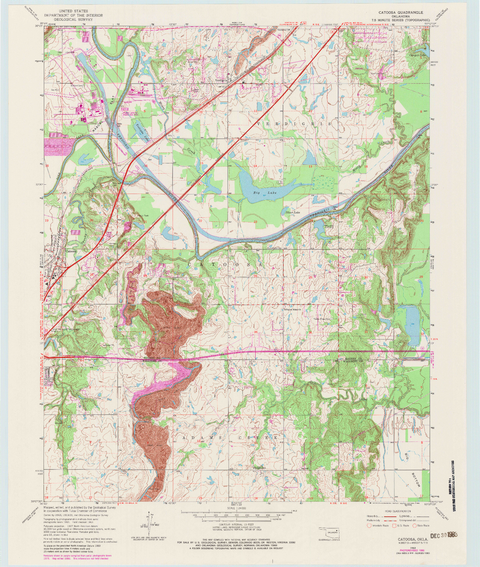 USGS 1:24000-SCALE QUADRANGLE FOR CATOOSA, OK 1963