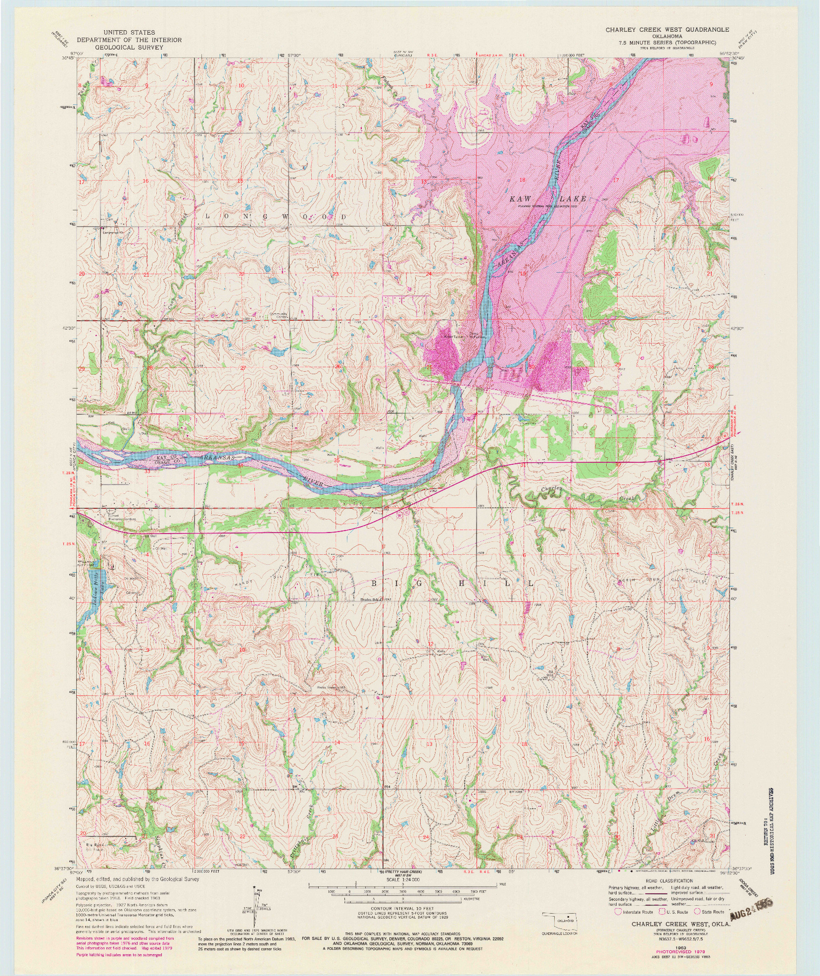 USGS 1:24000-SCALE QUADRANGLE FOR CHARLEY CREEK WEST, OK 1963