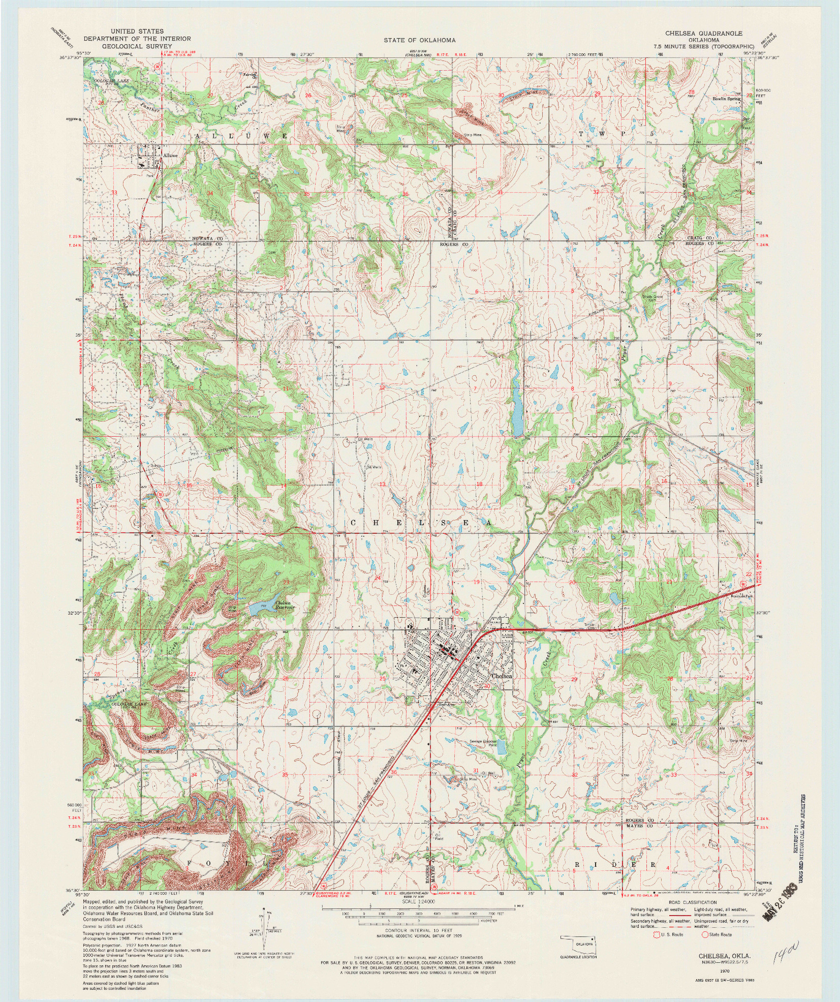 USGS 1:24000-SCALE QUADRANGLE FOR CHELSEA, OK 1970