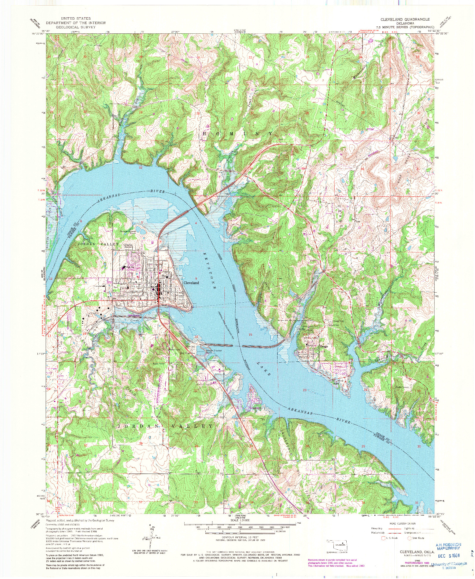 USGS 1:24000-SCALE QUADRANGLE FOR CLEVELAND, OK 1966