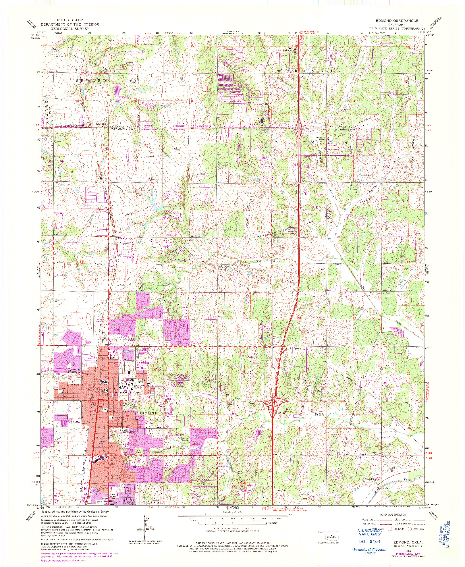 USGS 1:24000-SCALE QUADRANGLE FOR EDMOND, OK 1966