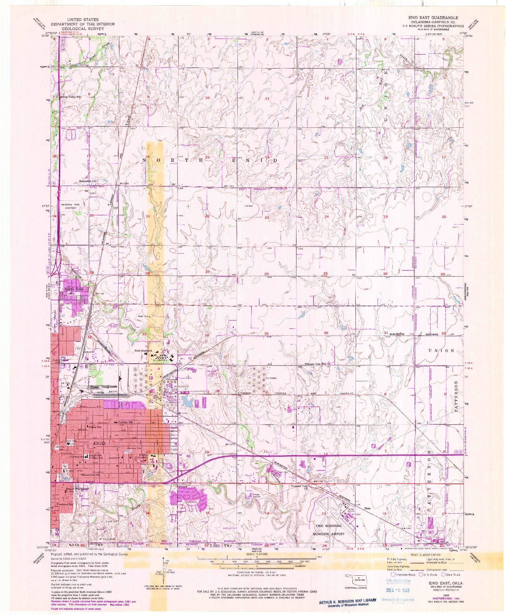 USGS 1:24000-SCALE QUADRANGLE FOR ENID EAST, OK 1955