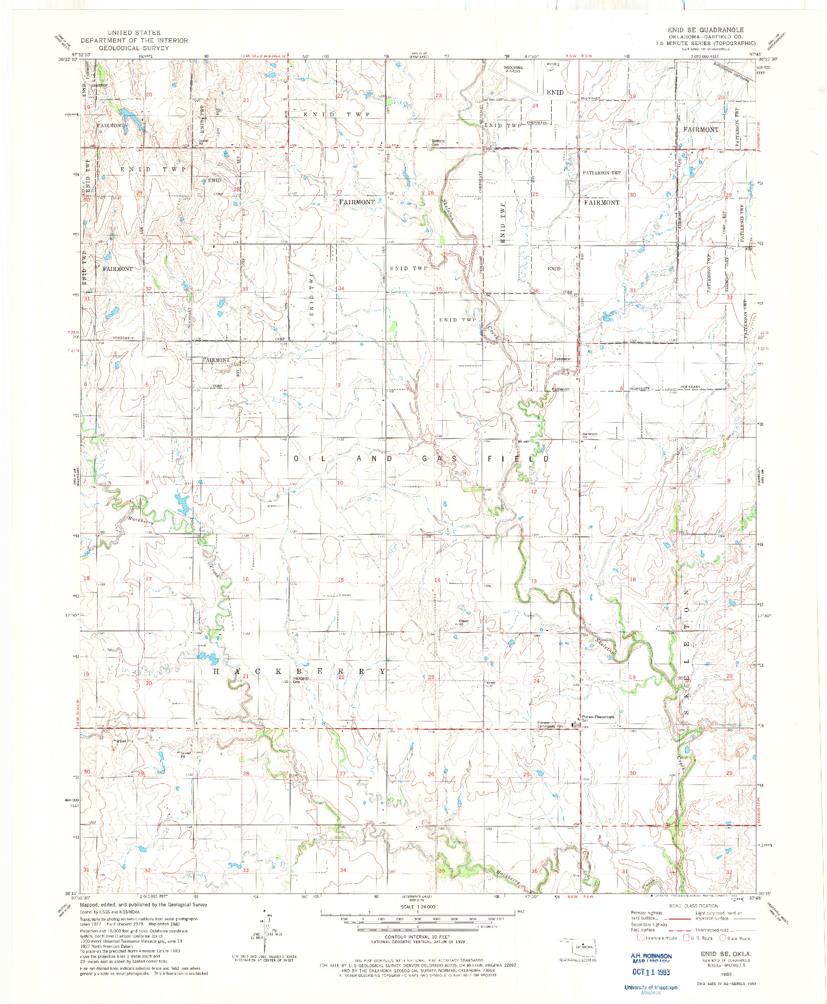 USGS 1:24000-SCALE QUADRANGLE FOR ENID SE, OK 1982
