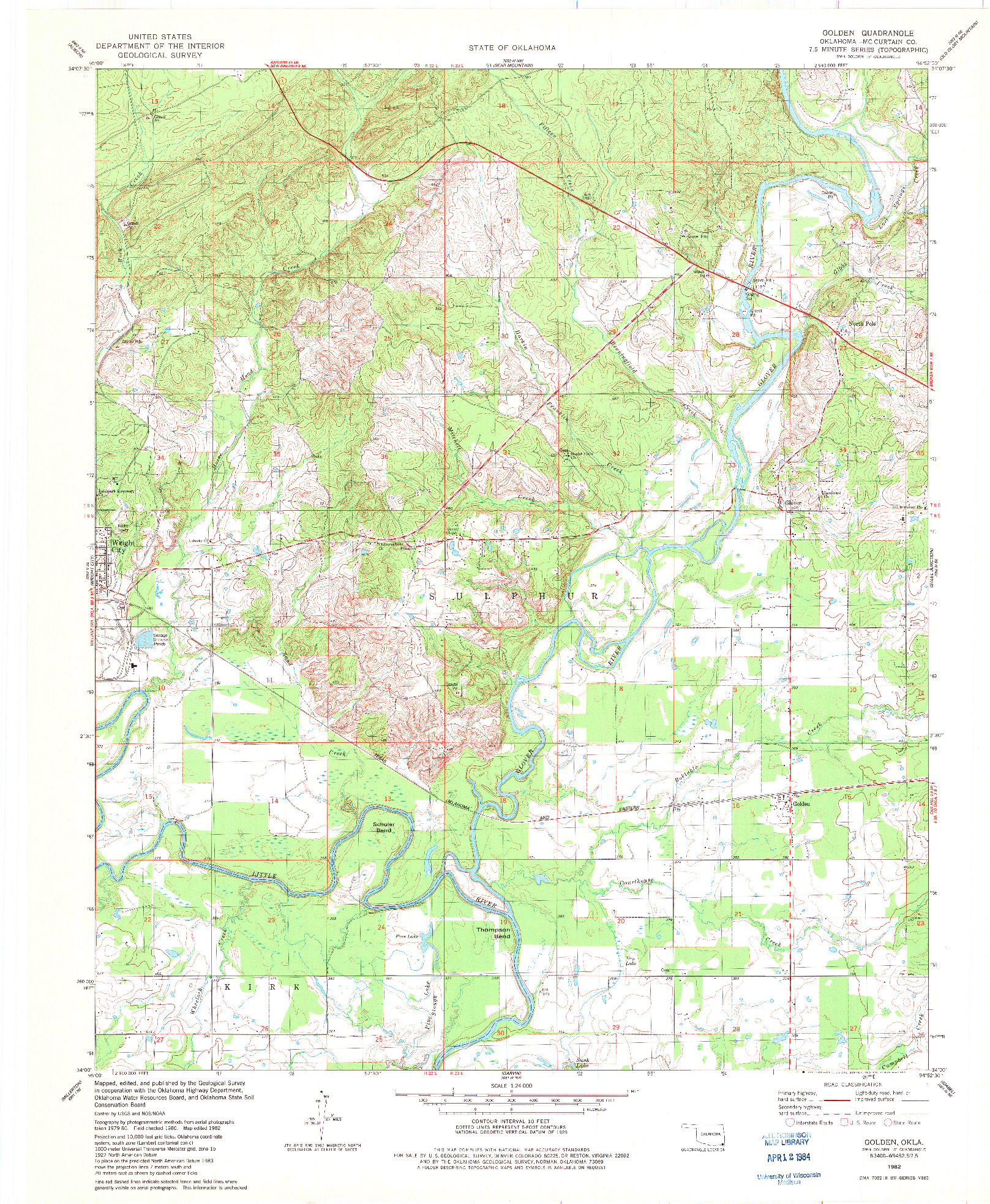 USGS 1:24000-SCALE QUADRANGLE FOR GOLDEN, OK 1982