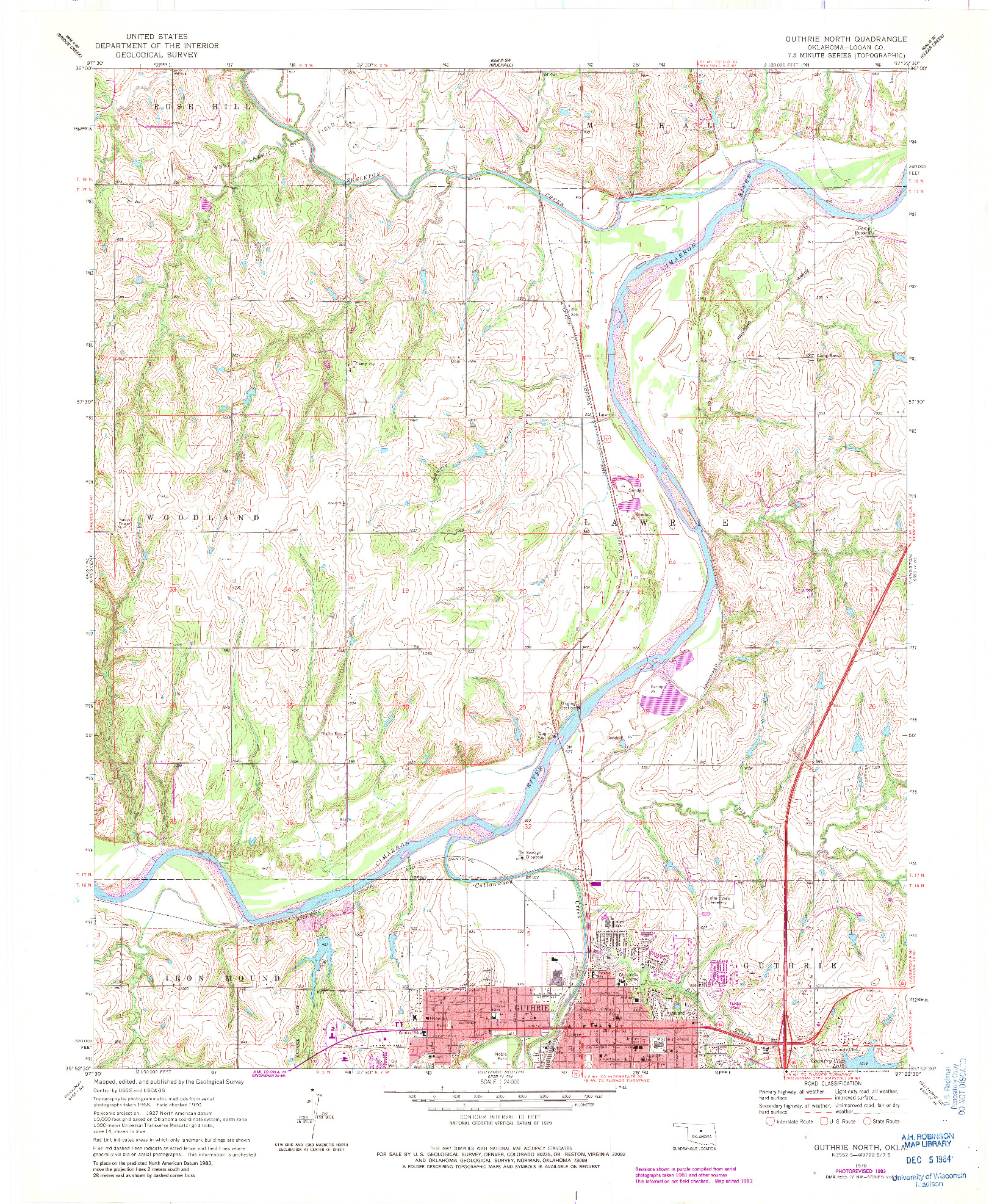 USGS 1:24000-SCALE QUADRANGLE FOR GUTHRIE NORTH, OK 1970