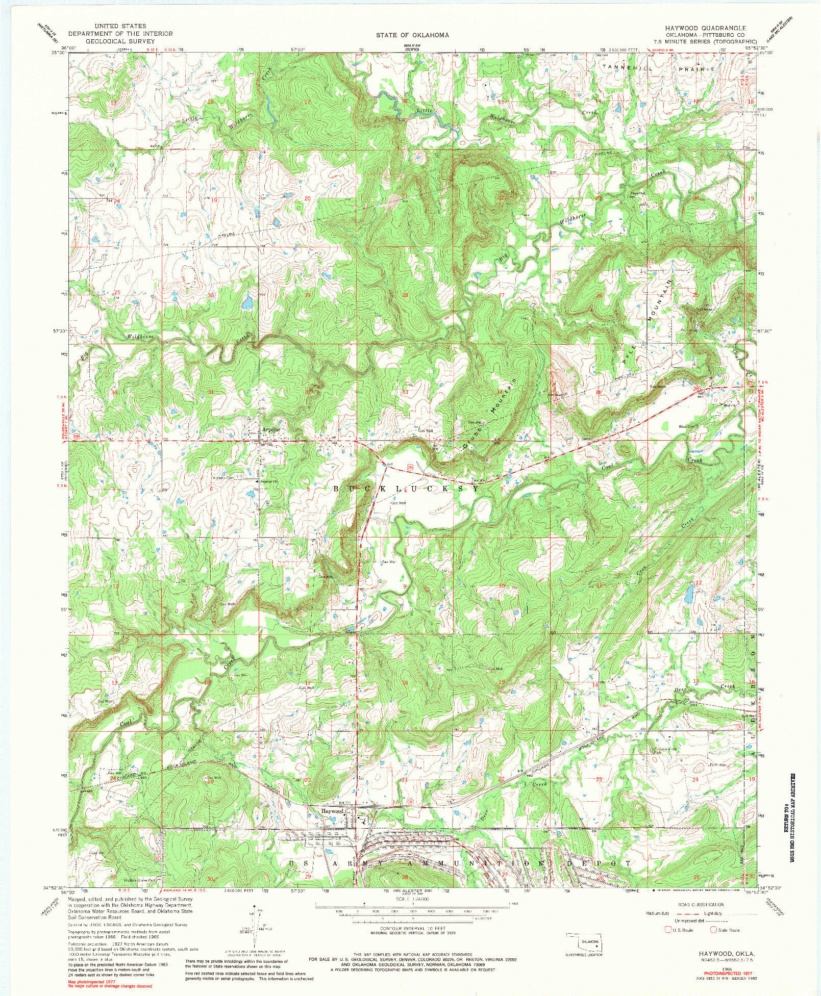 USGS 1:24000-SCALE QUADRANGLE FOR HAYWOOD, OK 1966