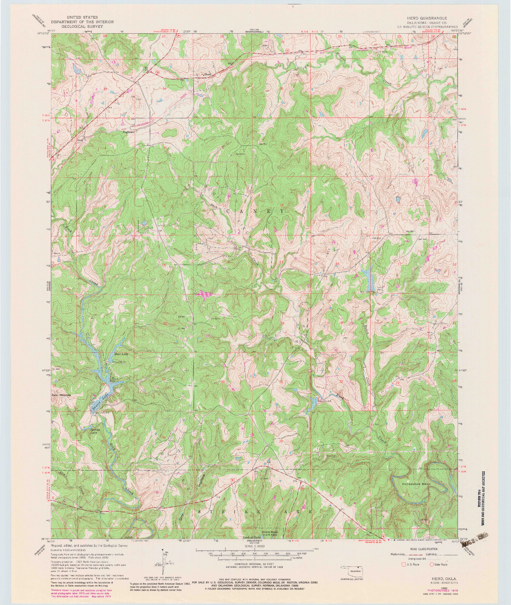 USGS 1:24000-SCALE QUADRANGLE FOR HERD, OK 1960