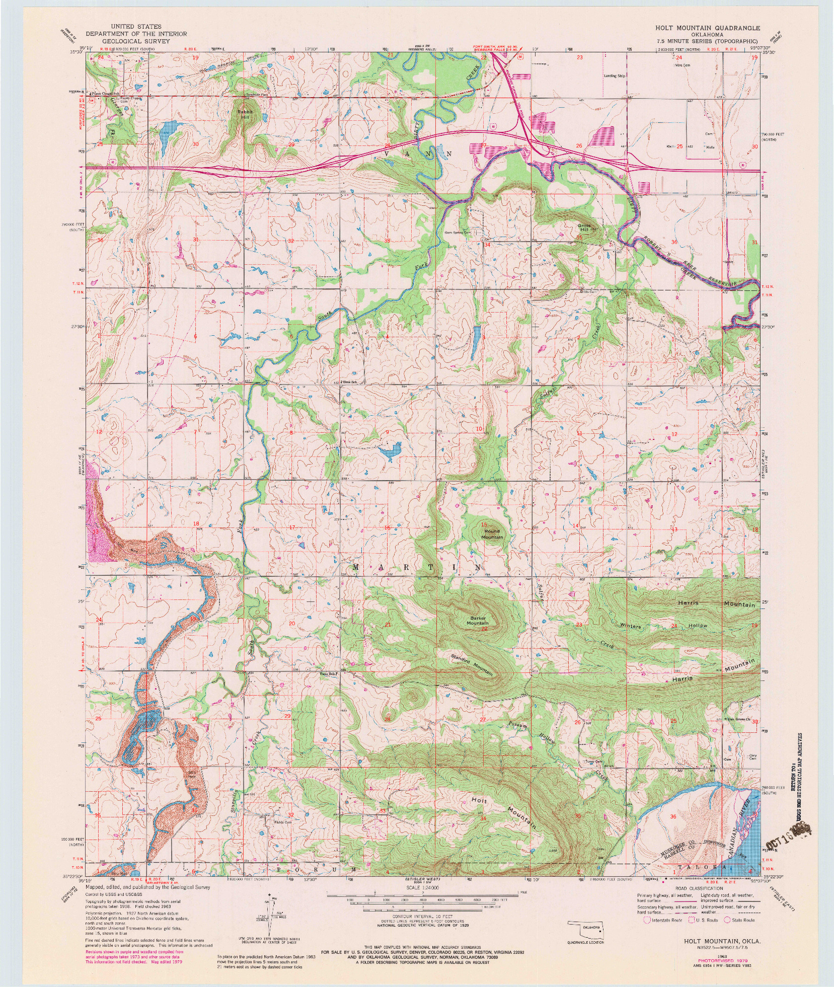 USGS 1:24000-SCALE QUADRANGLE FOR HOLT MOUNTAIN, OK 1963