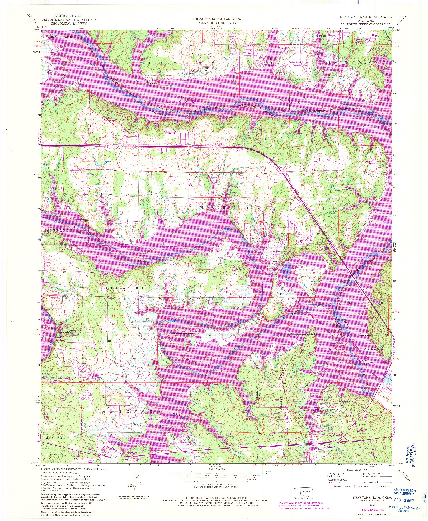 USGS 1:24000-SCALE QUADRANGLE FOR KEYSTONE DAM, OK 1958