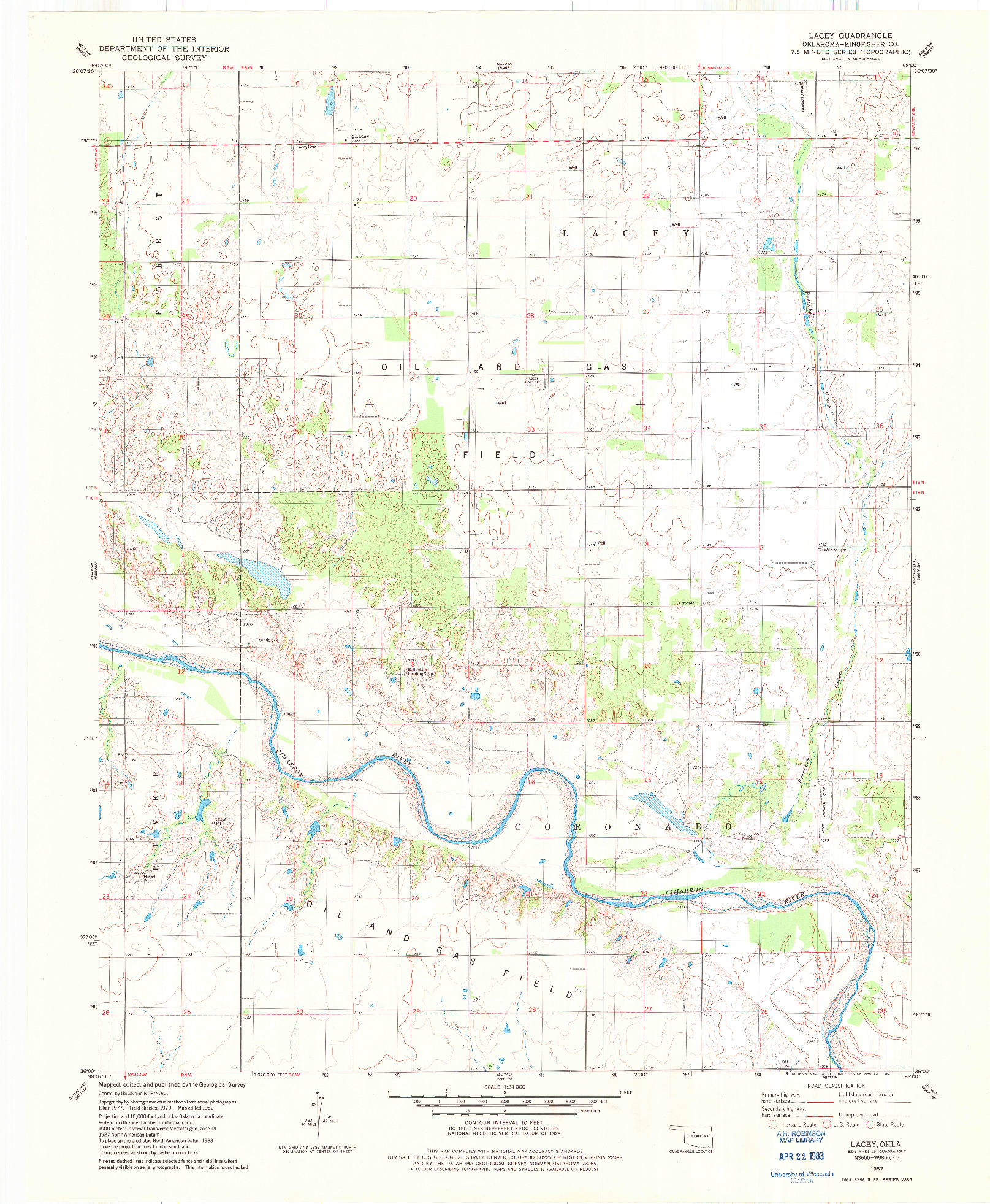 USGS 1:24000-SCALE QUADRANGLE FOR LACEY, OK 1982