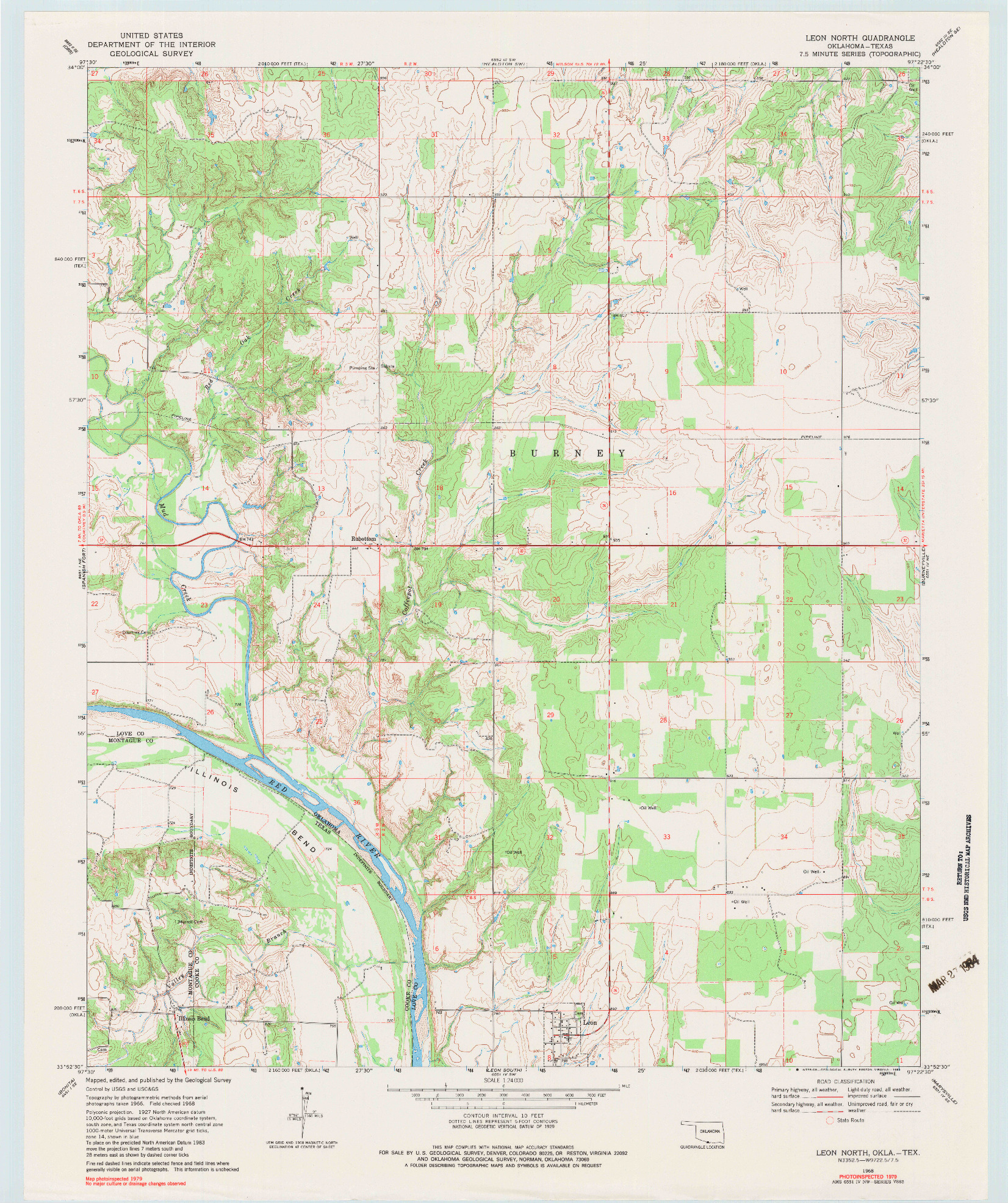 USGS 1:24000-SCALE QUADRANGLE FOR LEON NORTH, OK 1968