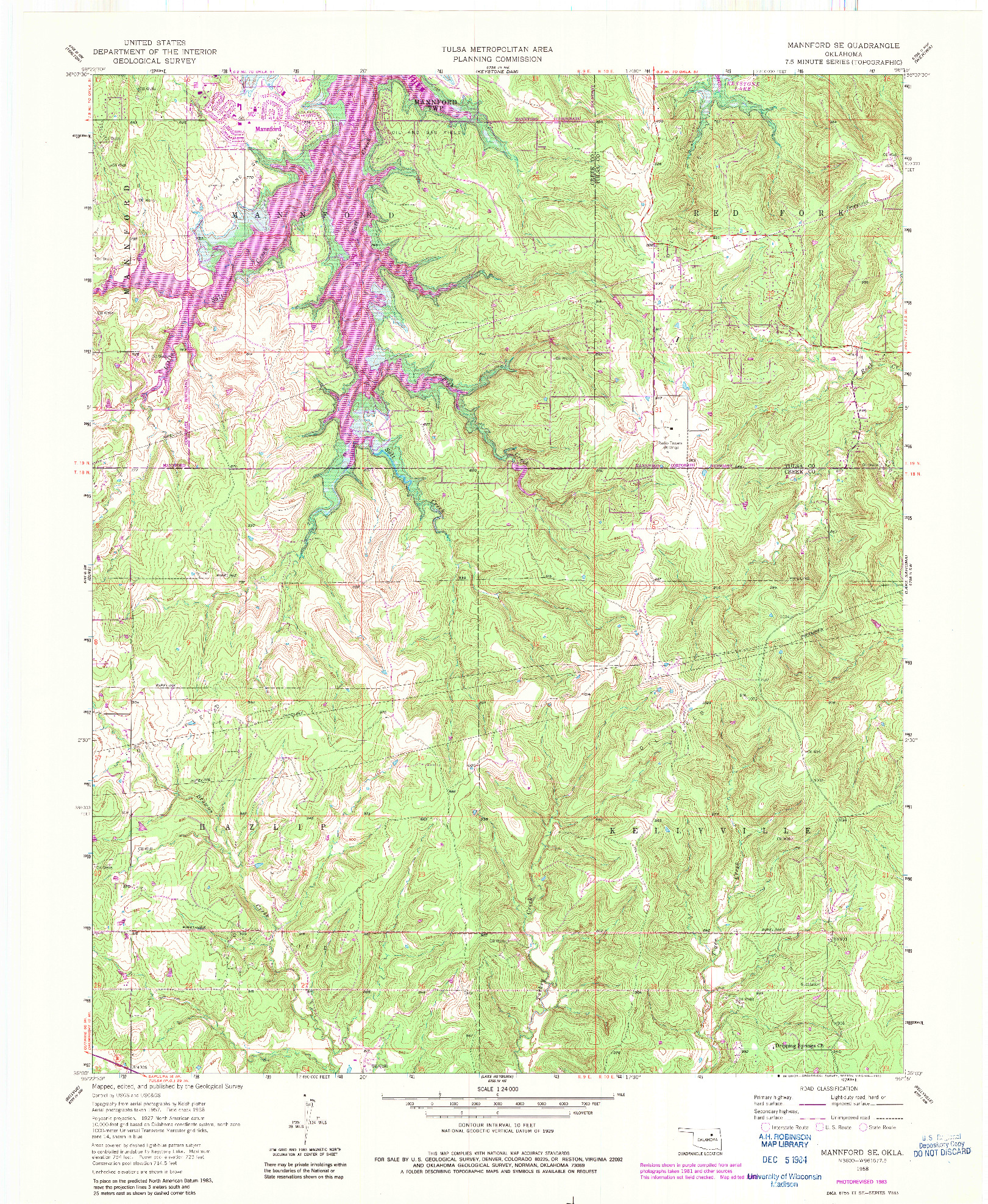 USGS 1:24000-SCALE QUADRANGLE FOR MANNFORD SE, OK 1958