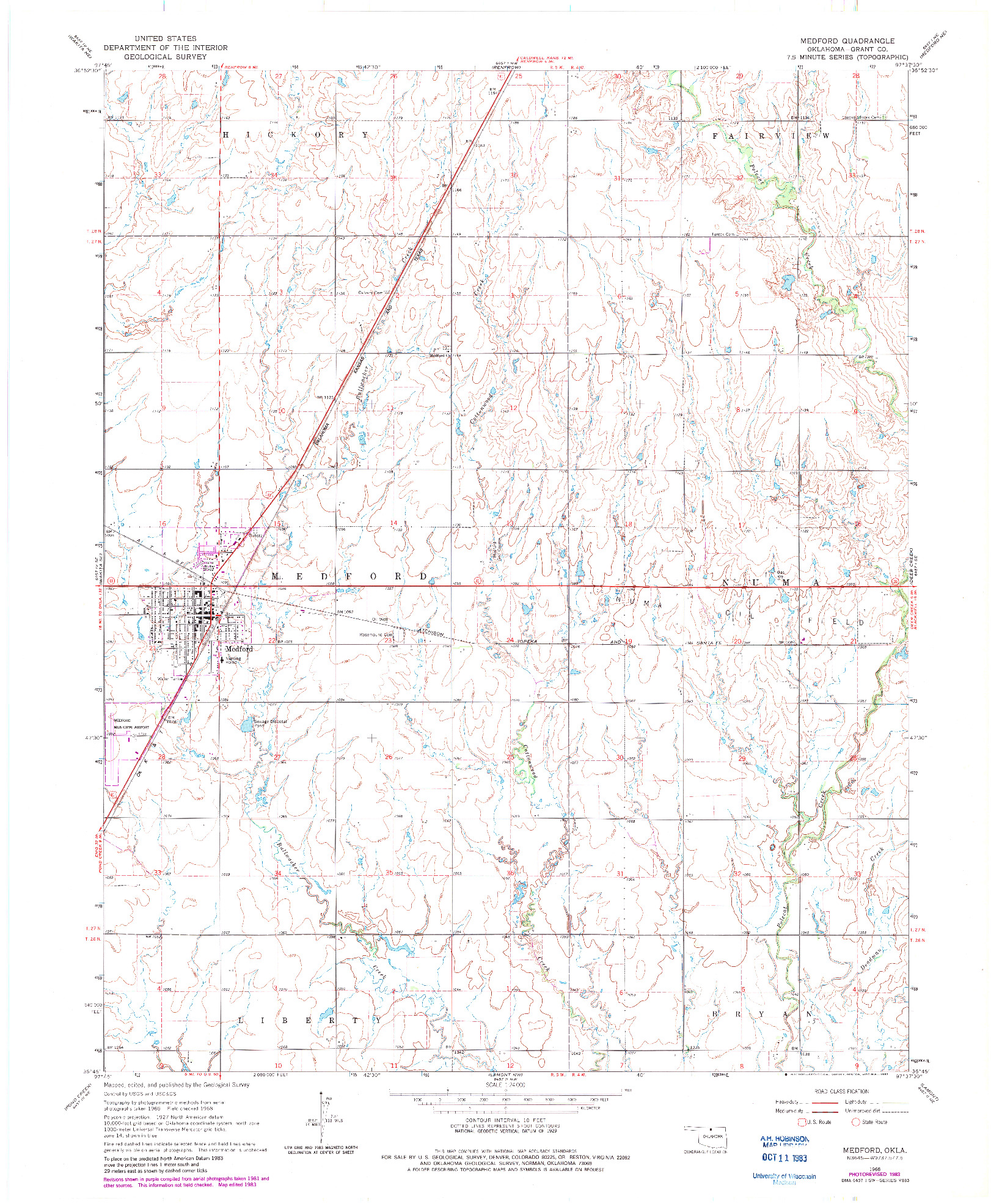 USGS 1:24000-SCALE QUADRANGLE FOR MEDFORD, OK 1968