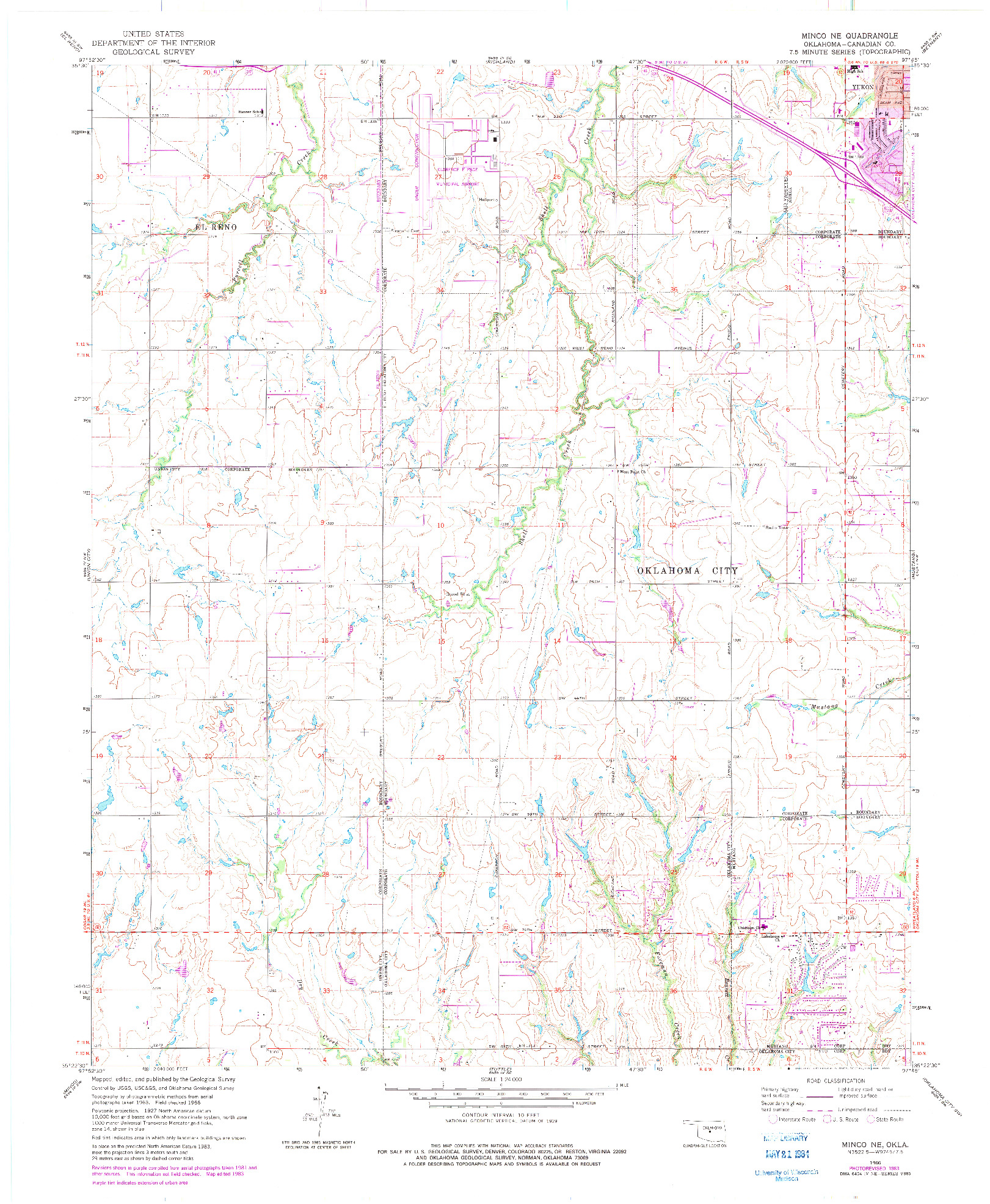 USGS 1:24000-SCALE QUADRANGLE FOR MINCO NE, OK 1966