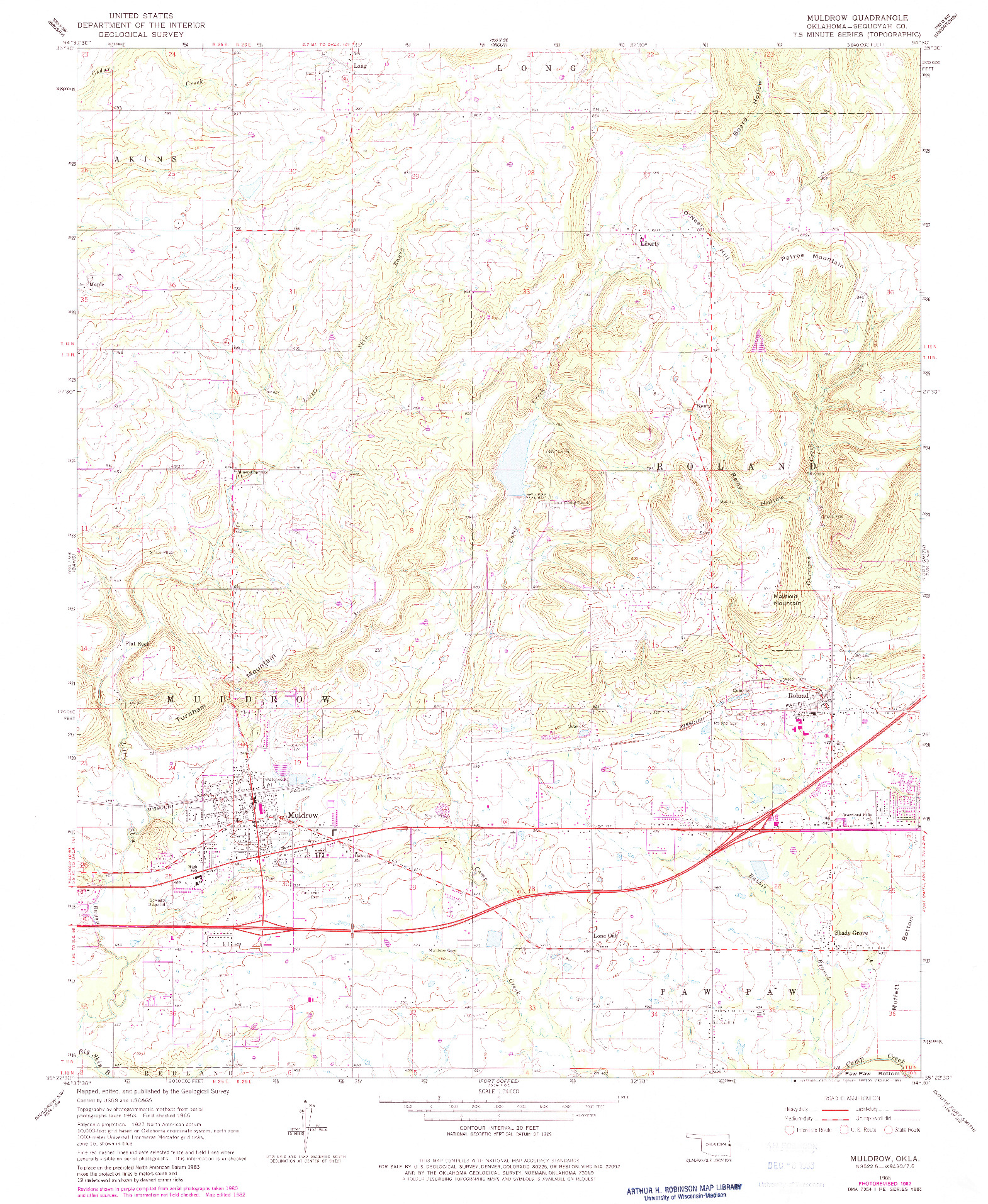 USGS 1:24000-SCALE QUADRANGLE FOR MULDROW, OK 1966