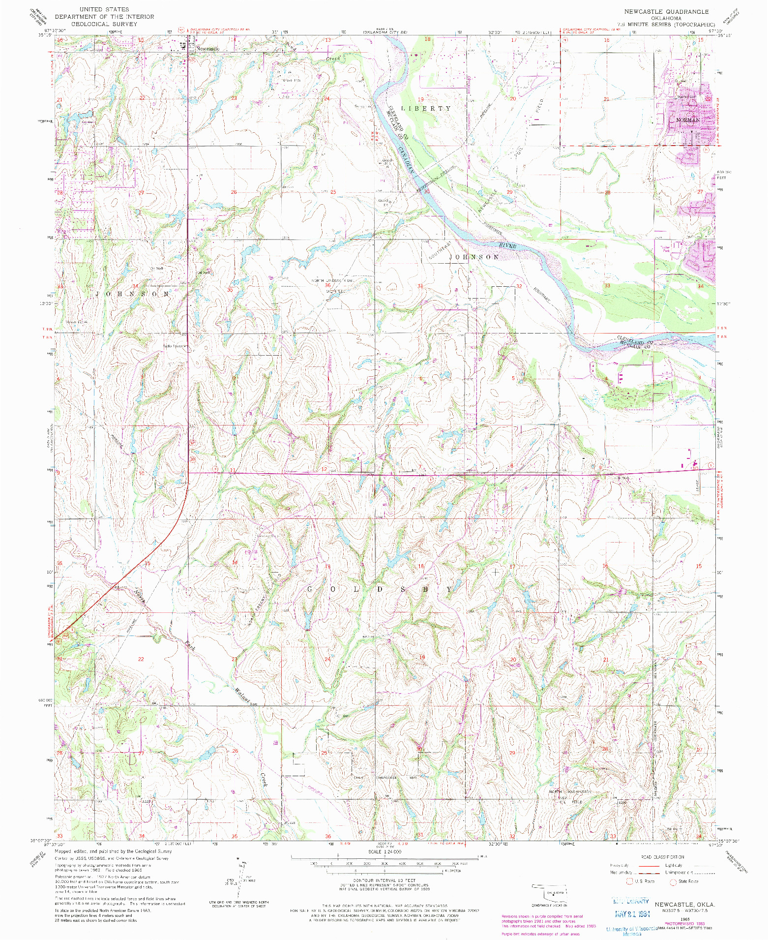 USGS 1:24000-SCALE QUADRANGLE FOR NEWCASTLE, OK 1965