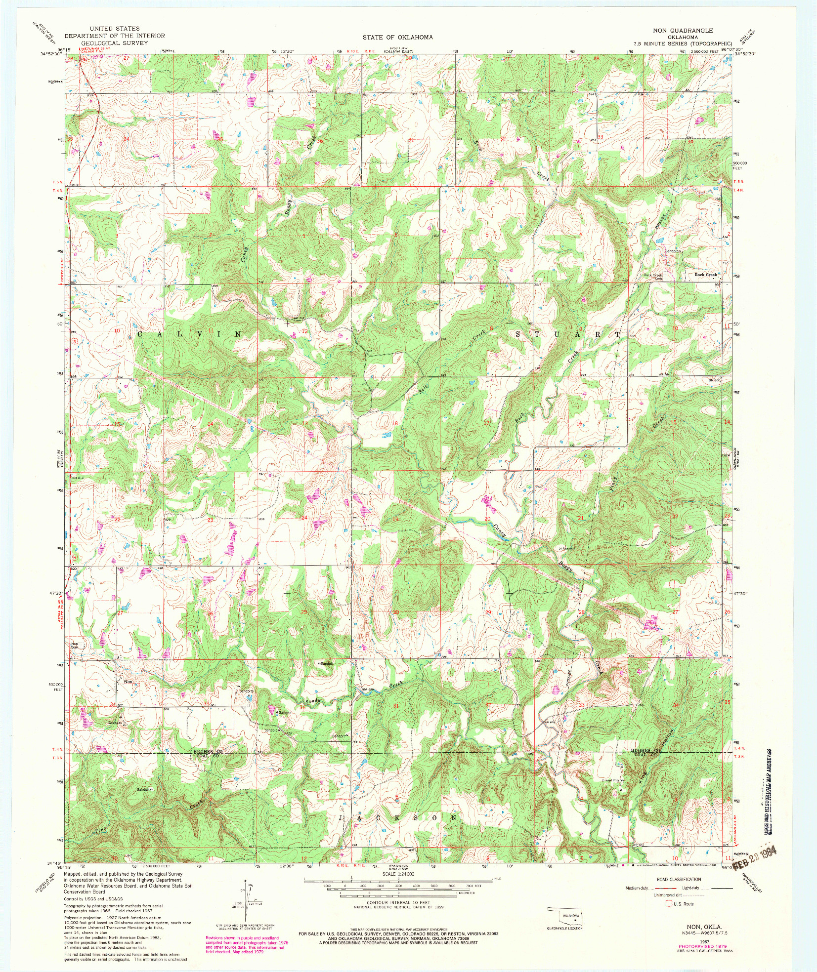 USGS 1:24000-SCALE QUADRANGLE FOR NON, OK 1967
