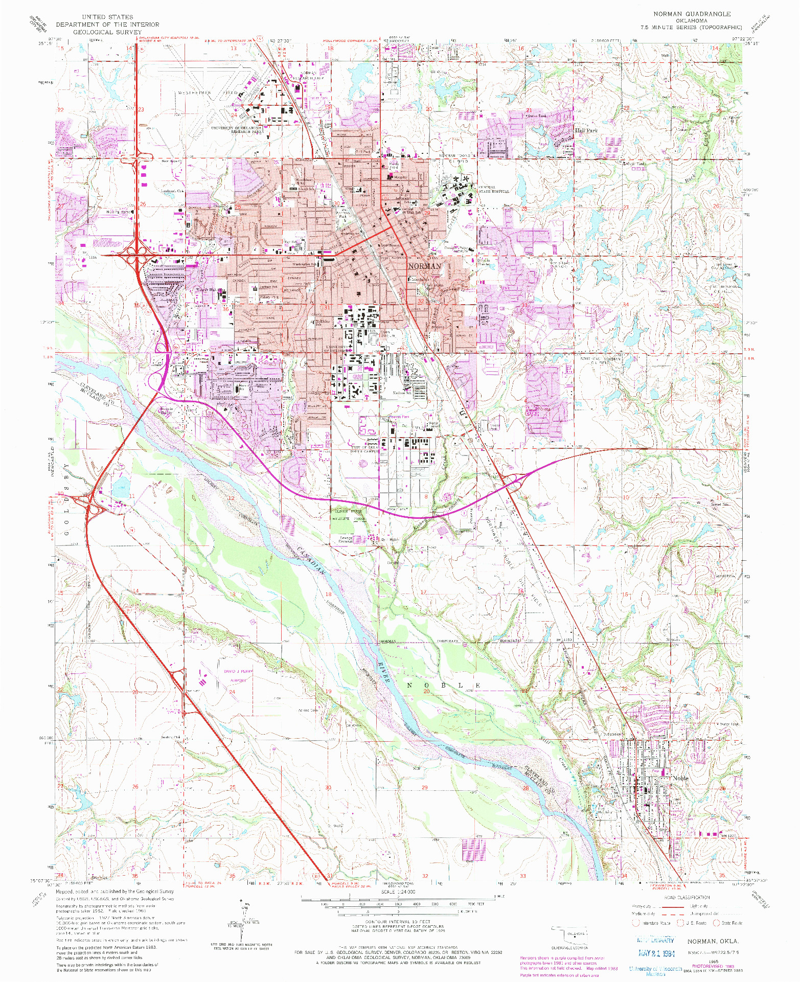 USGS 1:24000-SCALE QUADRANGLE FOR NORMAN, OK 1965