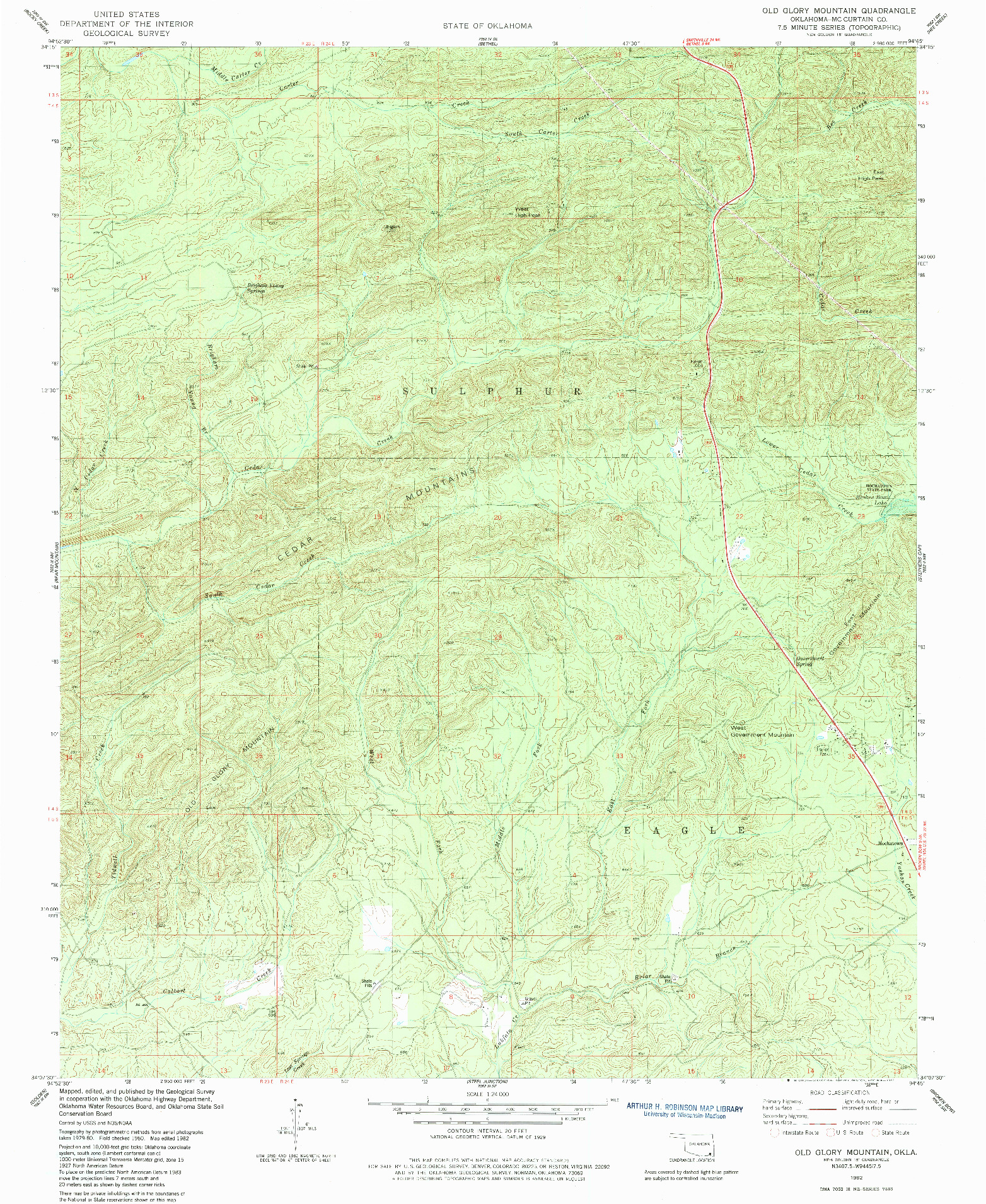 USGS 1:24000-SCALE QUADRANGLE FOR OLD GLORY MOUNTAIN, OK 1982