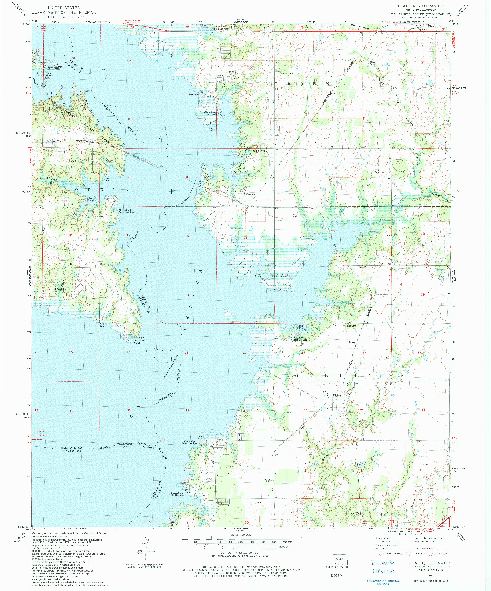 USGS 1:24000-SCALE QUADRANGLE FOR PLATTER, OK 1982