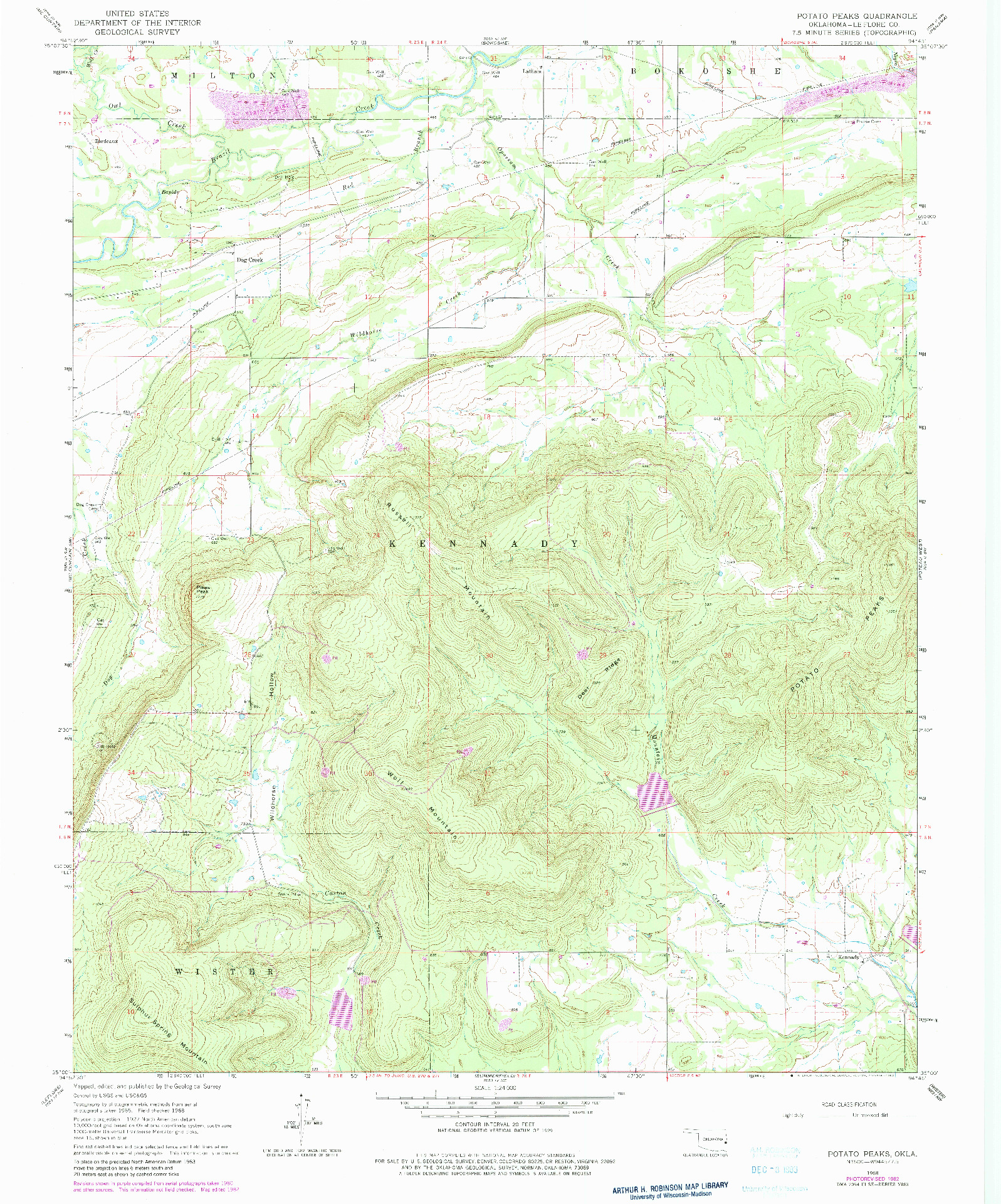 USGS 1:24000-SCALE QUADRANGLE FOR POTATO PEAKS, OK 1968