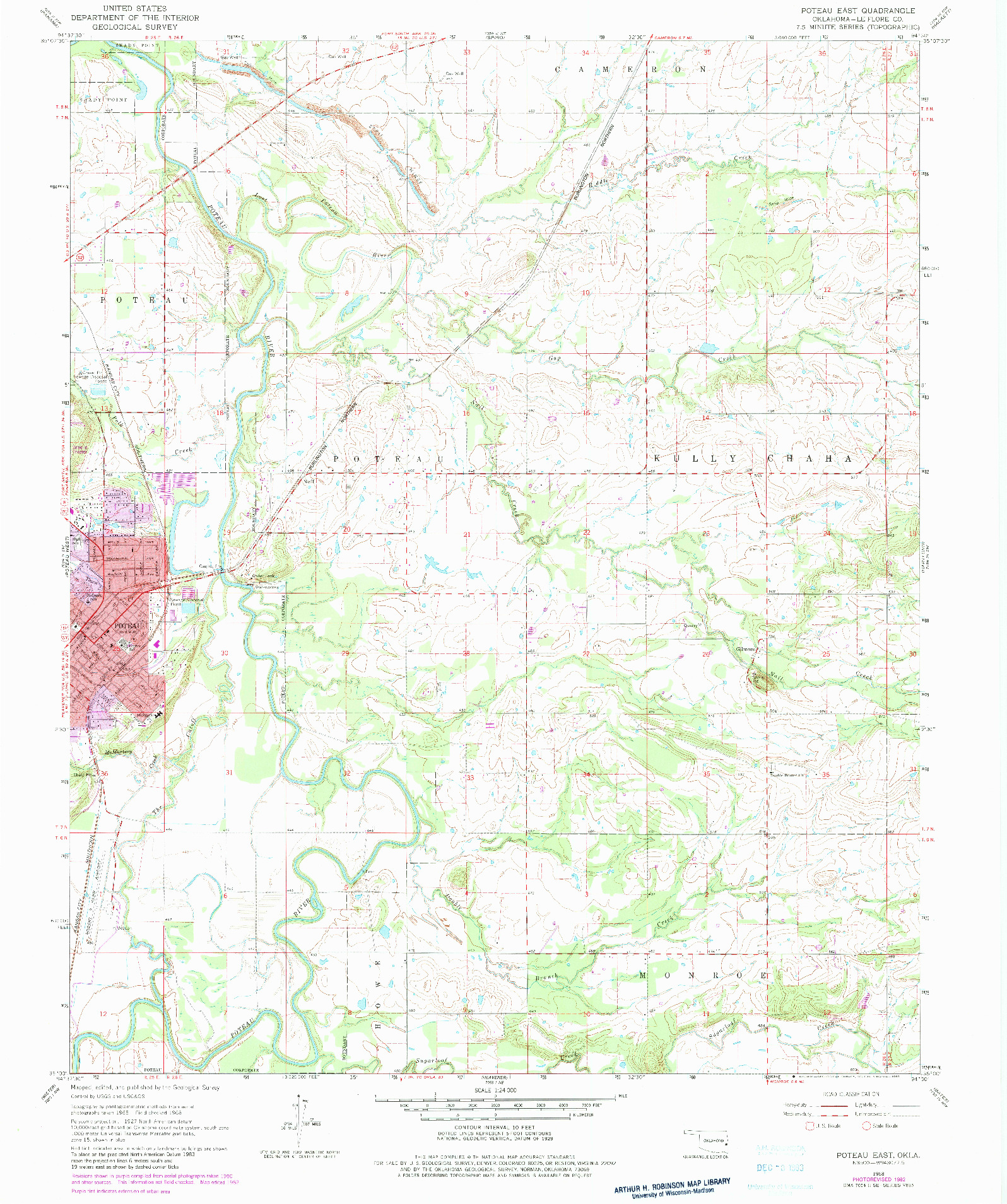 USGS 1:24000-SCALE QUADRANGLE FOR POTEAU EAST, OK 1968