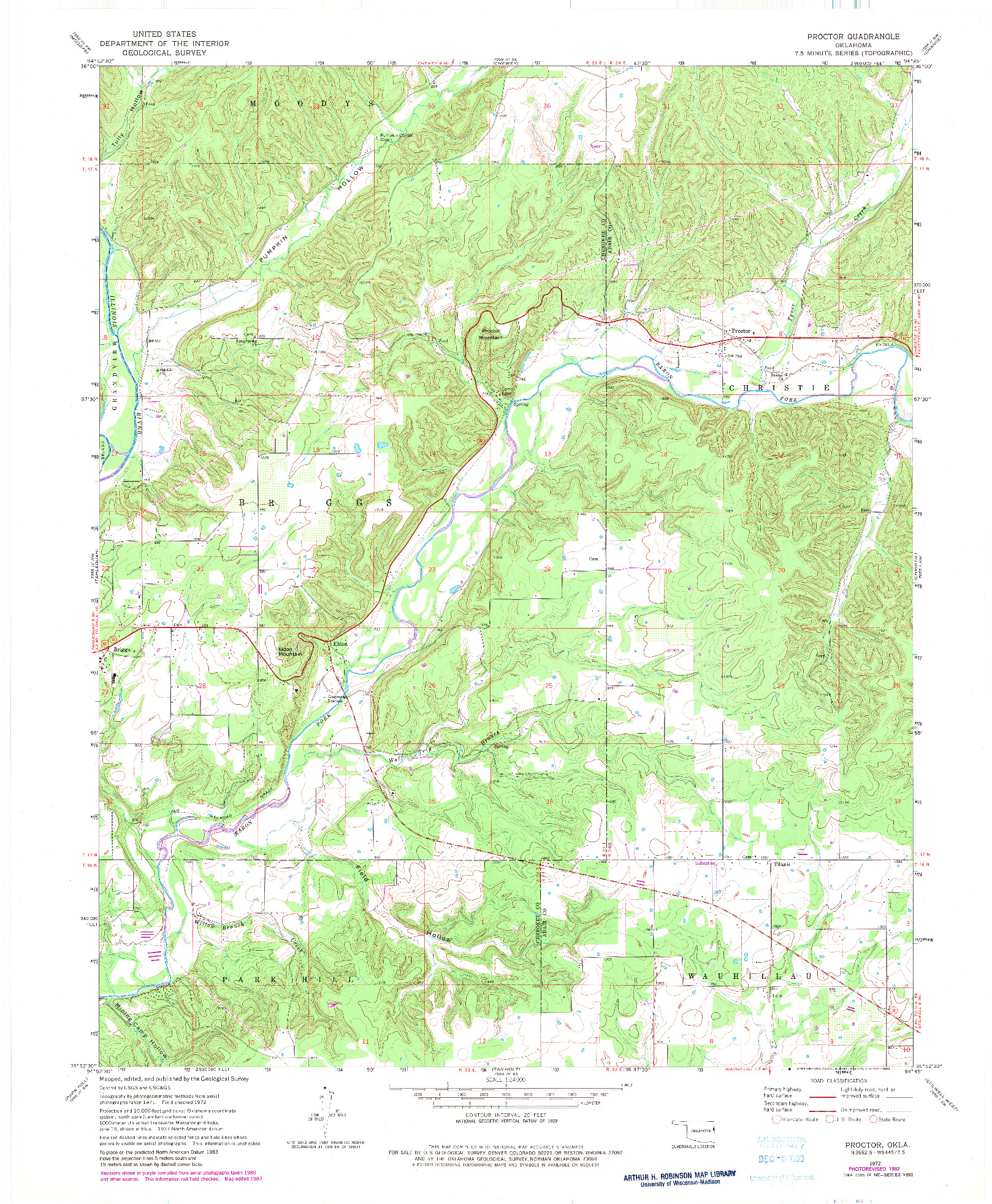 USGS 1:24000-SCALE QUADRANGLE FOR PROCTOR, OK 1972
